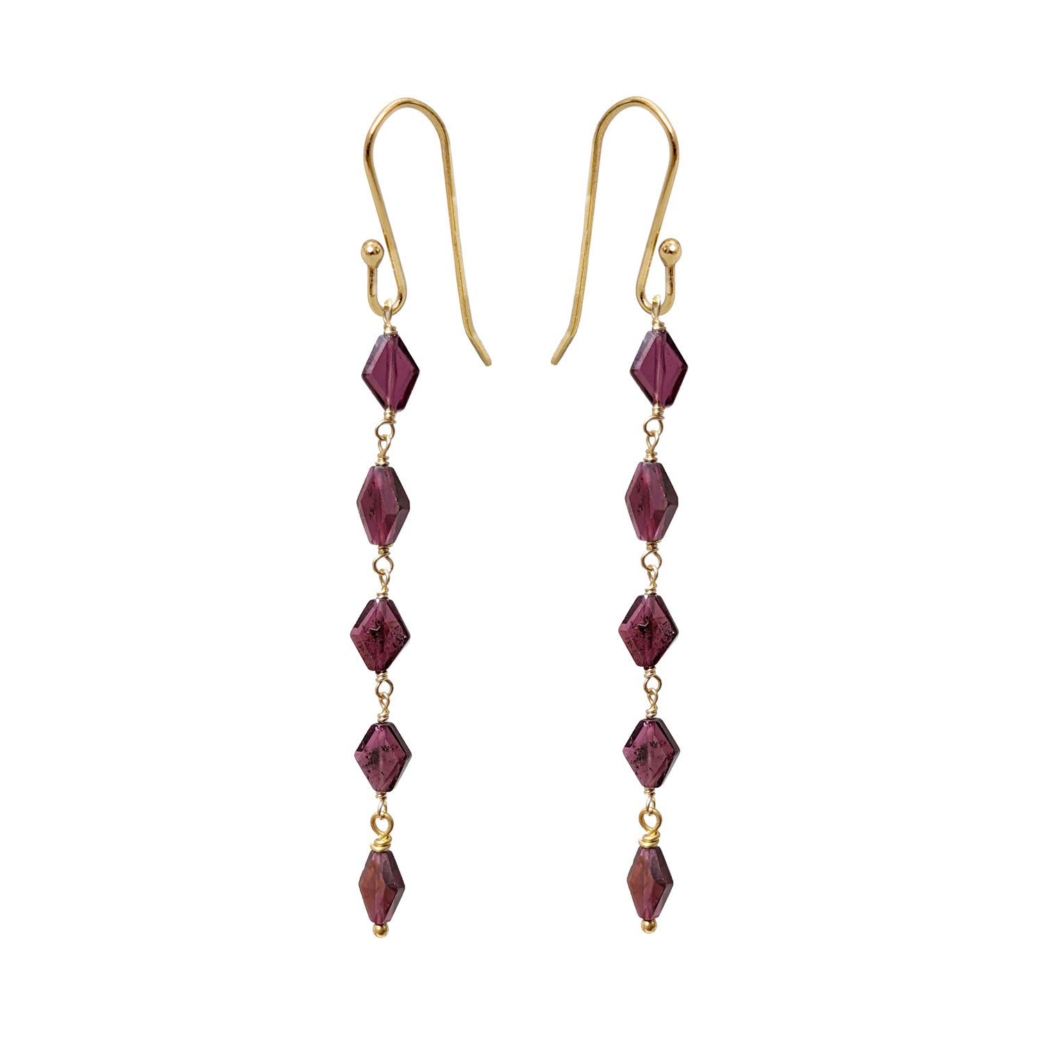 Women’s Red 5 Stones Garnet Lozenge Earrings Mirabelle Jewellery