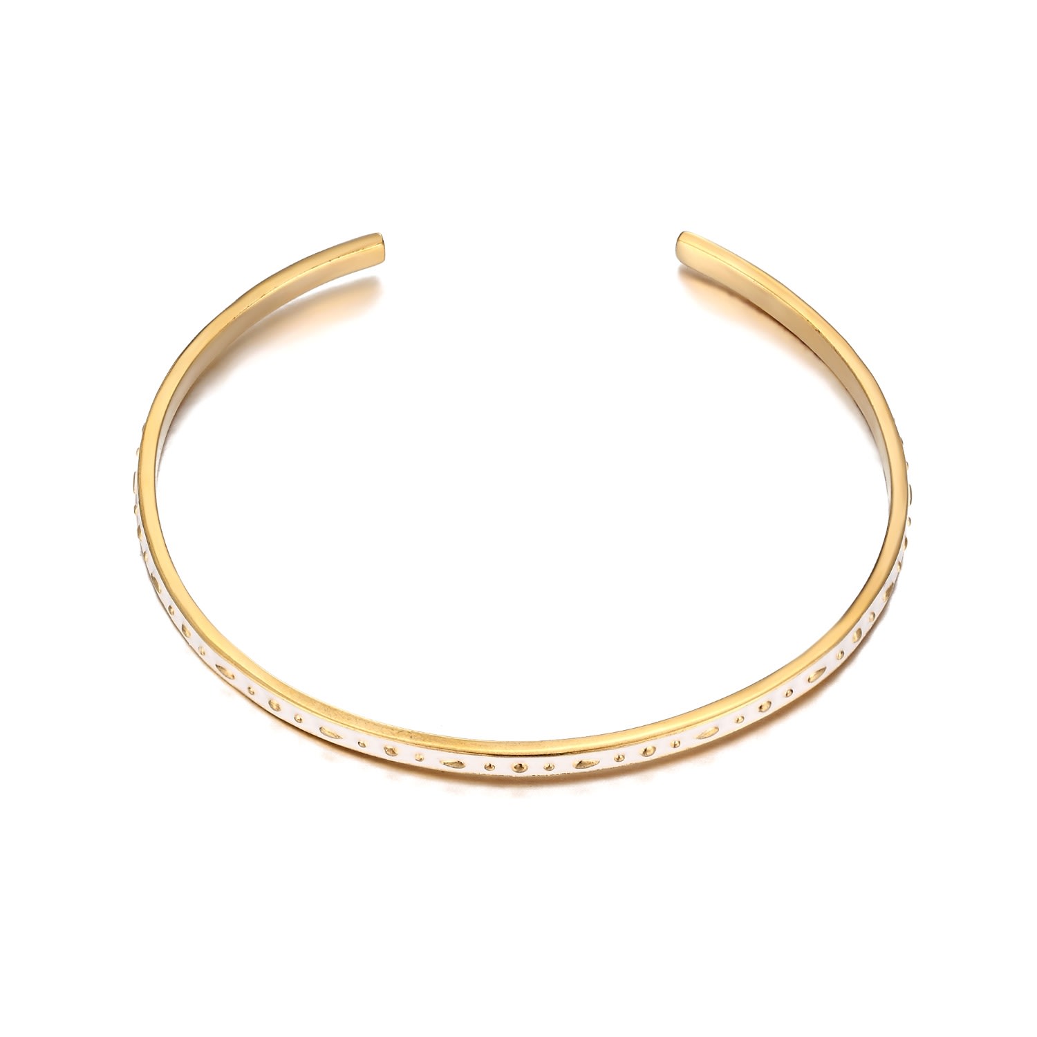 Women’s 22Ct Gold Vermeil White Enamel Cuff Bangle Seol + Gold