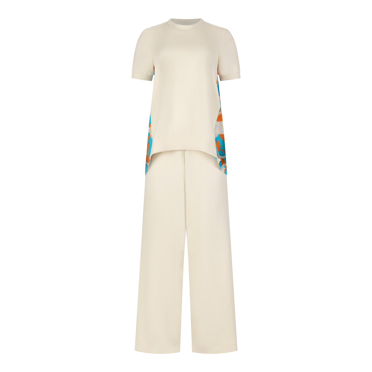 Clothes By Locker Room White Patterned-back Puff-sleeve Co-ord Set
