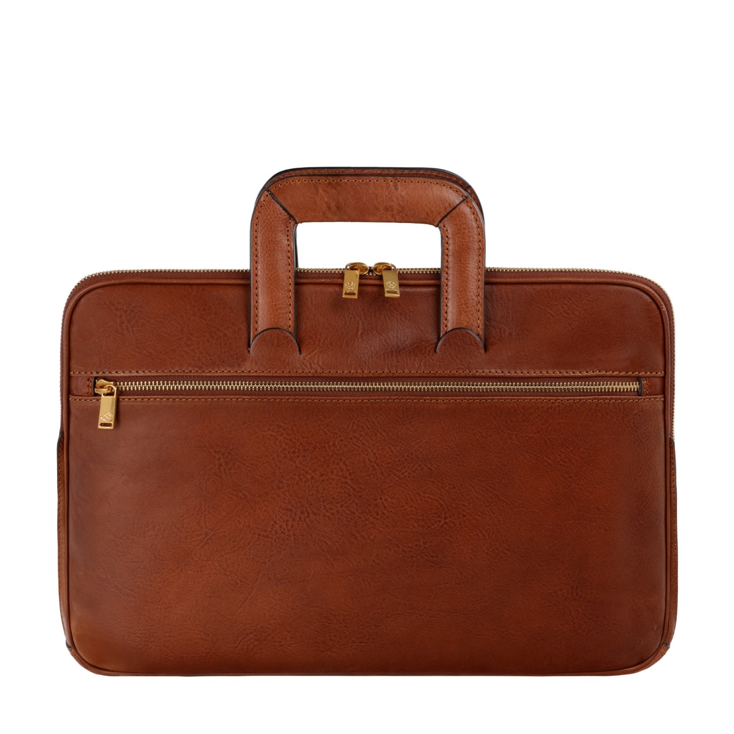 Time Resistance Womens Leather Briefcase Laptop Bag In Cognac Brown - Brave New World In Brown