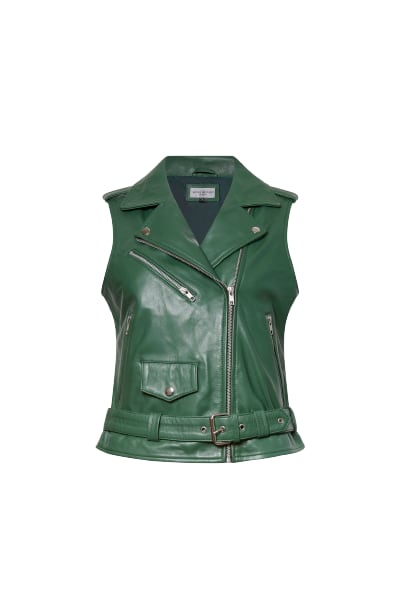 Women’s Leather Gilet Green Extra Small James Lakeland