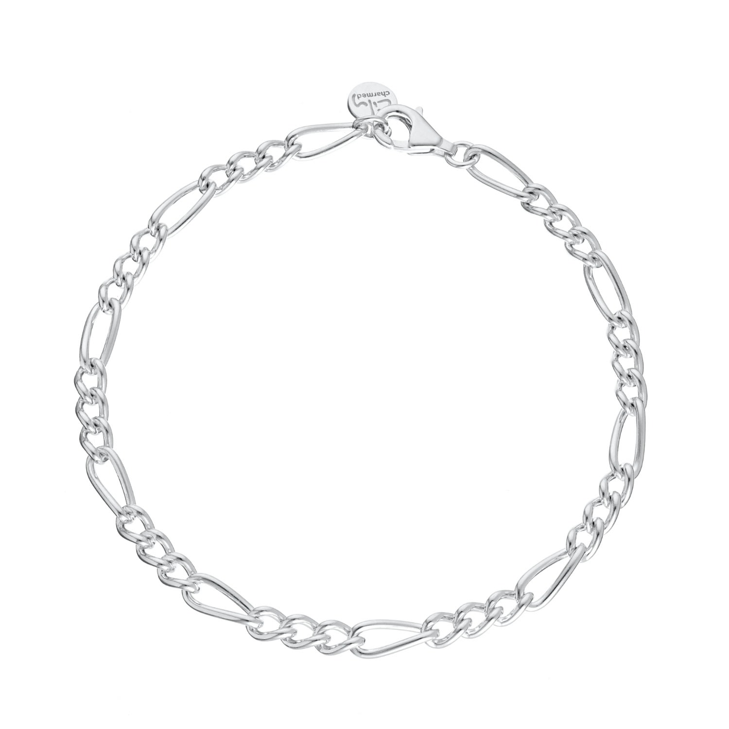 Lily Charmed Women's Sterling Silver Large Linked Figaro Charm Bracelet