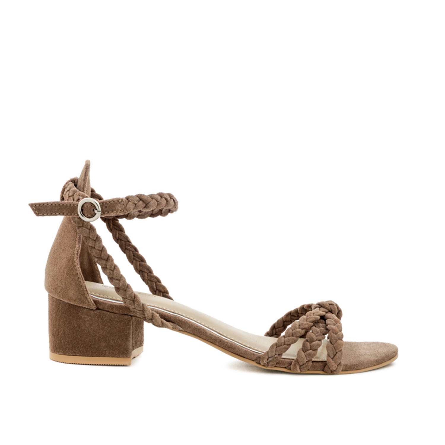 Rag & Co Nicola Taupe Block Heel Sandal In Brown