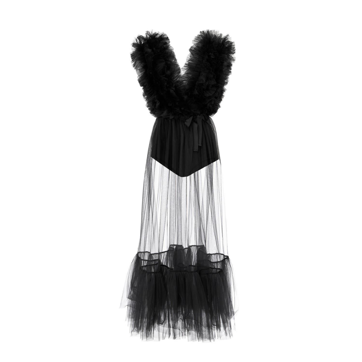 Lia Aram Women's Black Tiered Tulle Gown In Black