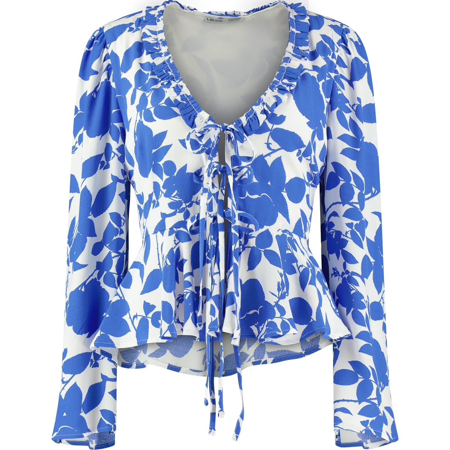 Women’s The Fia Tie Front Top In Blue Floral Extra Large Lavaand