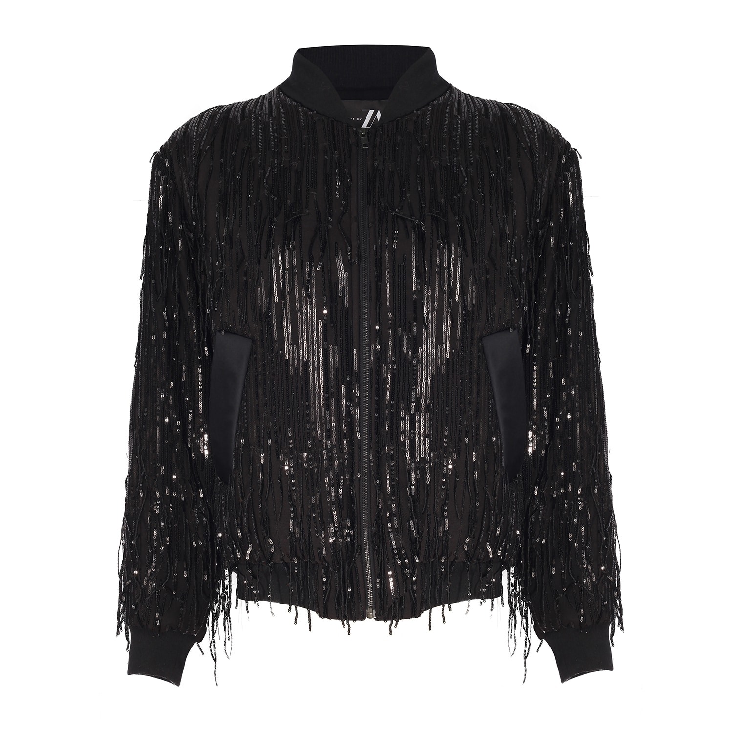 Madebyza Women's Black Sequinned Oversize Bomber Jacket In Black