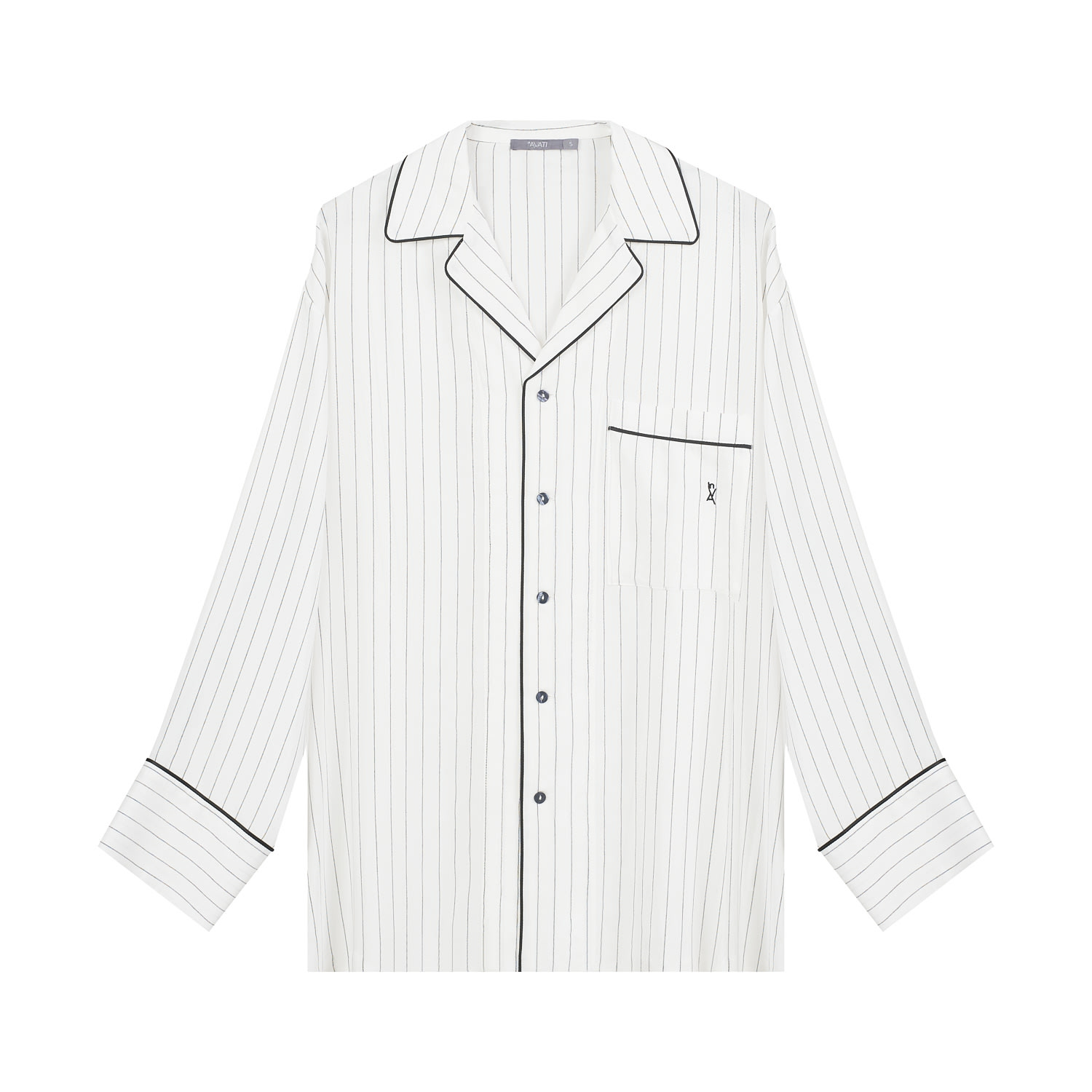 Inavati Women's Black / White Pyjama Shirt With Black Stripes And Long Sleeves - Unisex