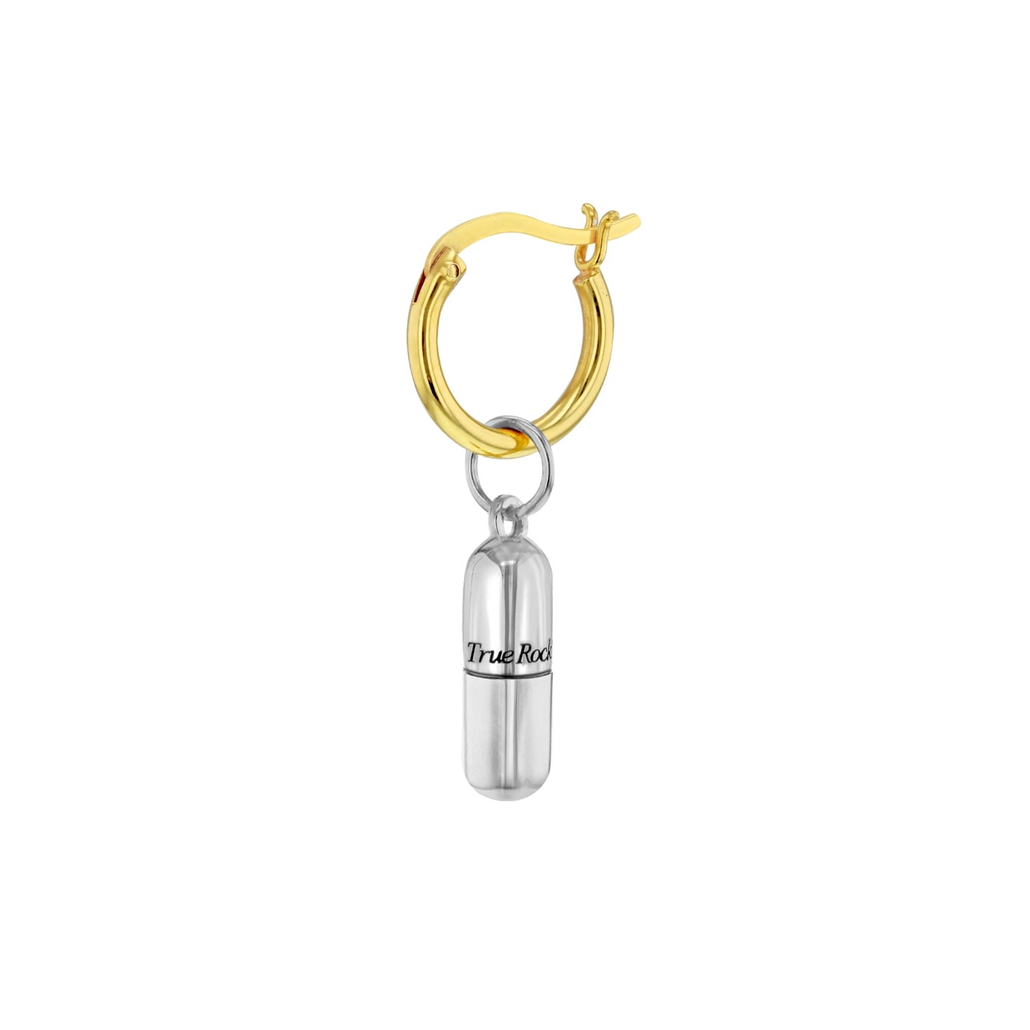 Women’s Sterling Silver Pill On Gold Plated Huggie Hoop Earring True Rocks