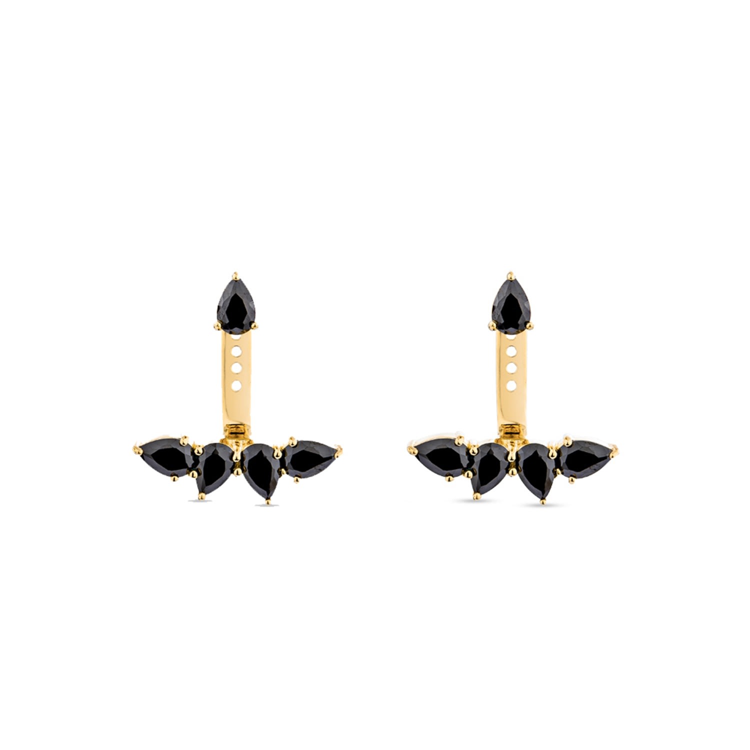 Women’s Black / Gold Pure Ear Jacket With Man Made Black Diamonds In Yellow Gold Sally Skoufis