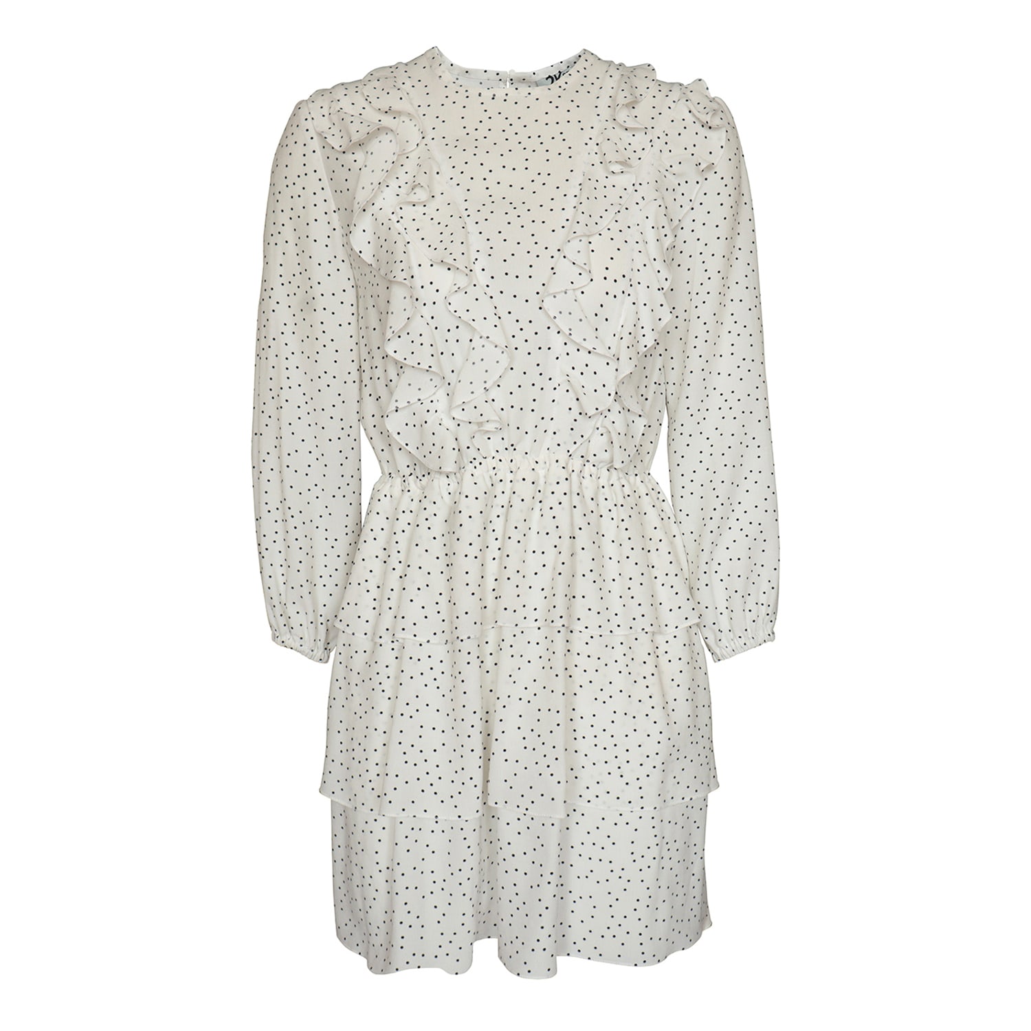 2kstyle Women's August Boho Style Ruffled Viscose Polka-dot Mini Dress - White And Black In White