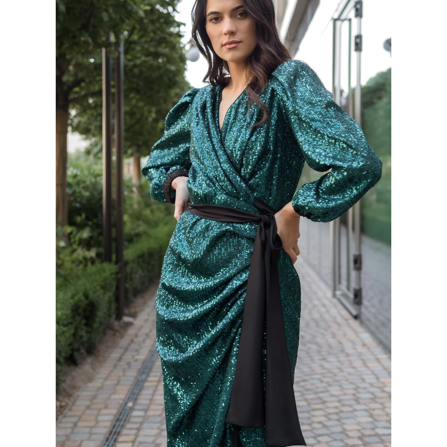green emerald velvet dress Baltic Born Womens Muse Sequin Maxi Dress | Emerald main image 0
