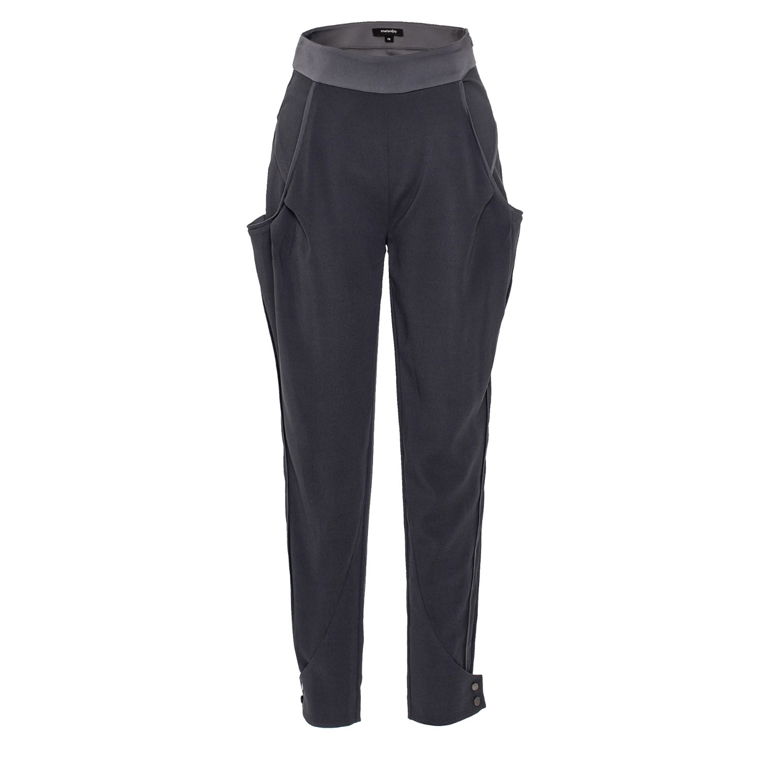 Smart And Joy Women's Bi-material Tapered Pants - Grey In Grey