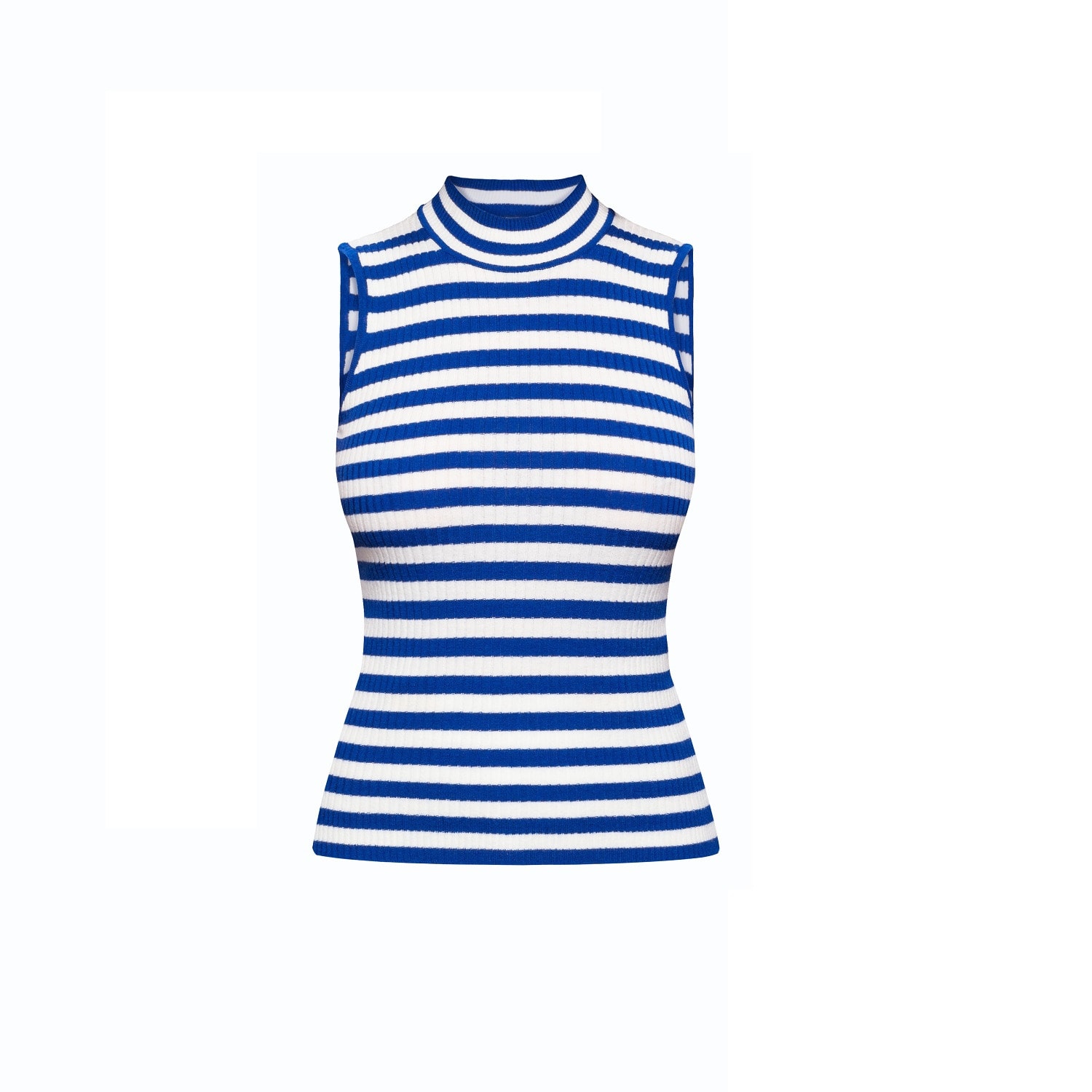 Women’s White / Blue Henley Blue Striped Sleeveless Top Large Rumour London