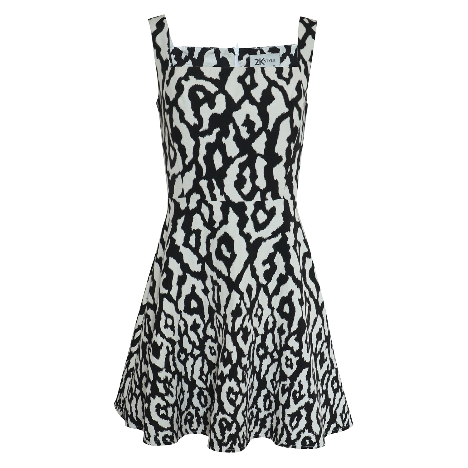 2kstyle Women's Black / White Zinaida Animal Print Mini Dress From French Jacquard - Black And White In Black/white