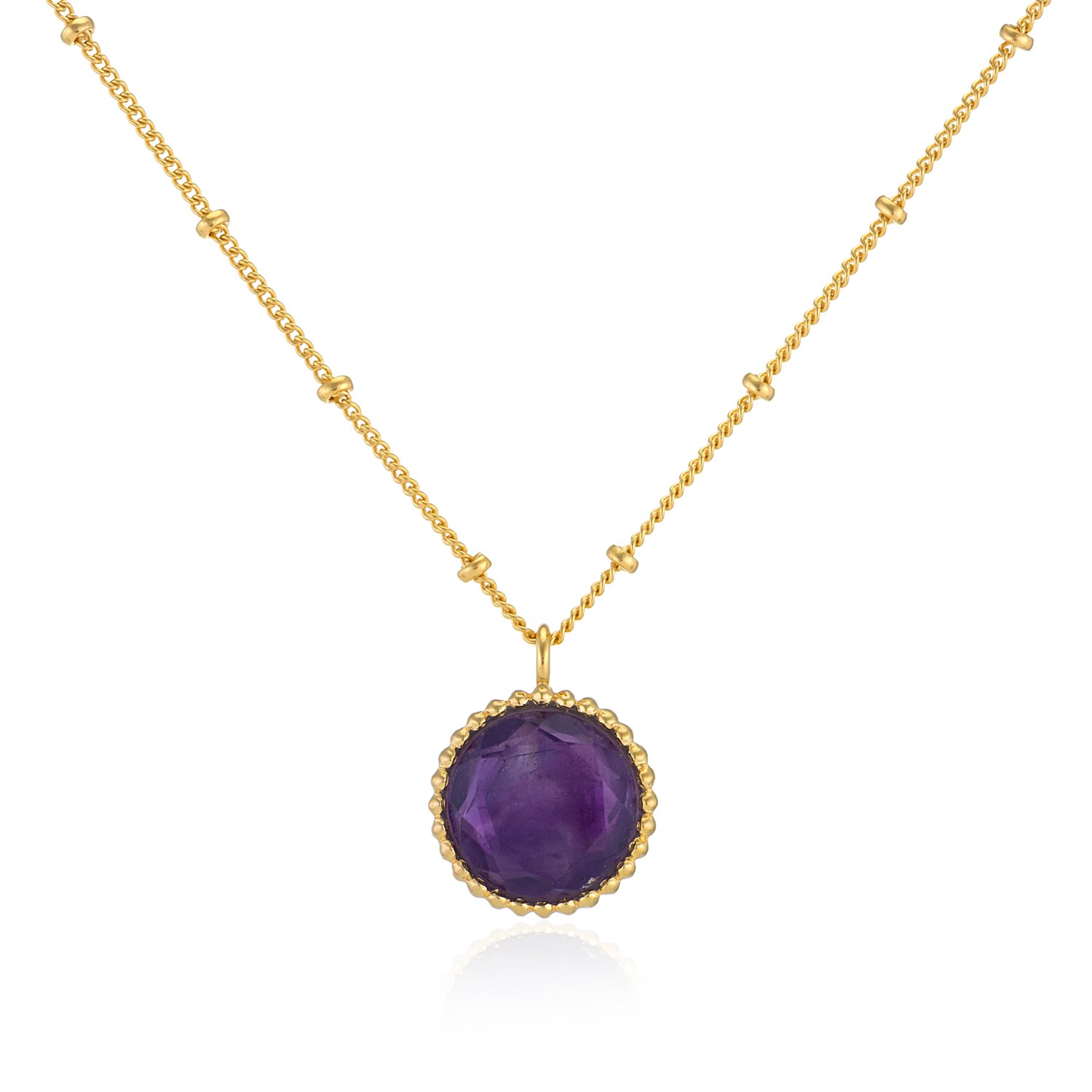 Auree Jewellery Women's Gold / Pink / Purple Barcelona February Birthstone Necklace Amethyst
