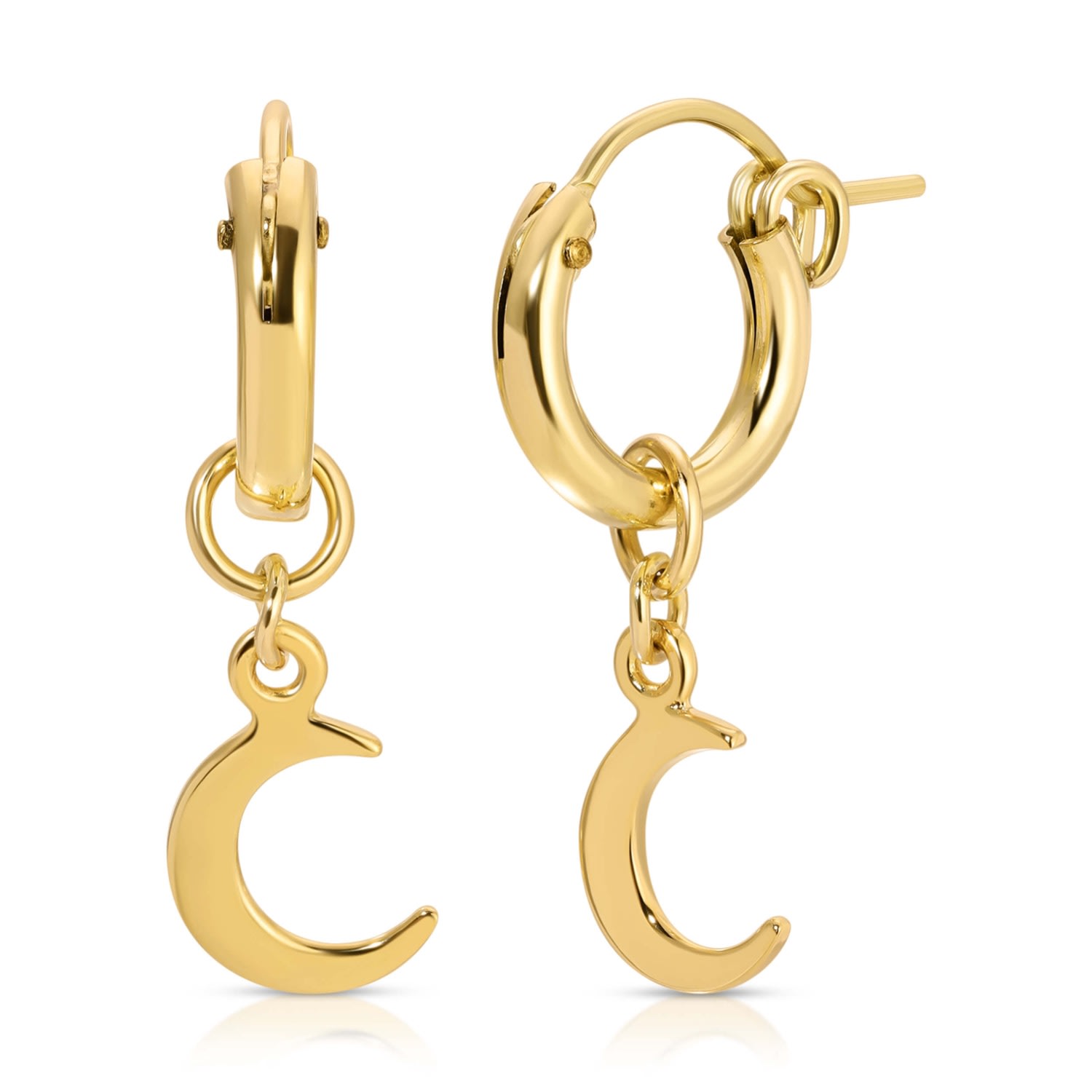 Women’s Gold Crescent Moon Huggie Hoop Earrings Glamrocks Jewelry