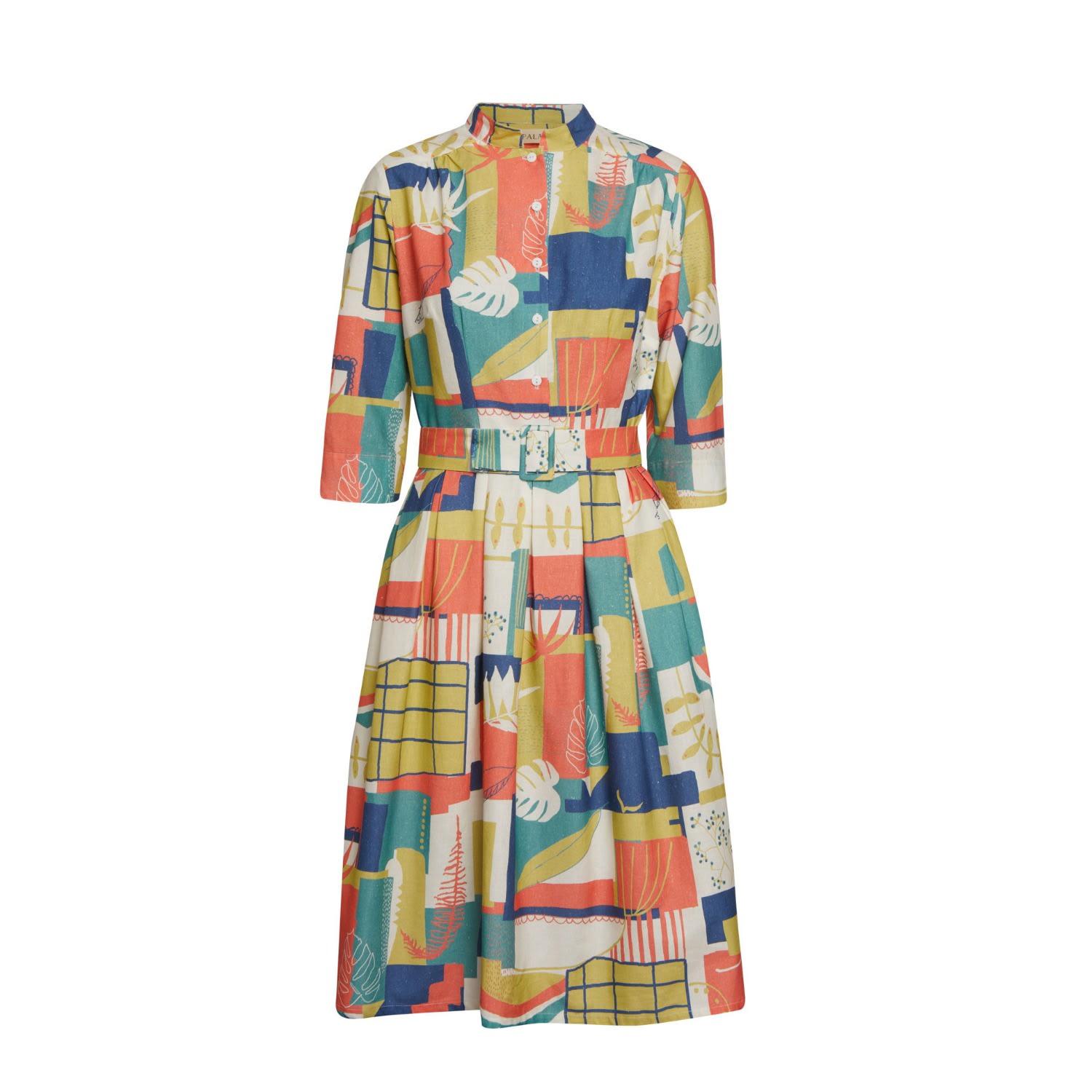 Women’s Blue / Yellow / Orange Cynthia - Abstract Dress Xxs Palava