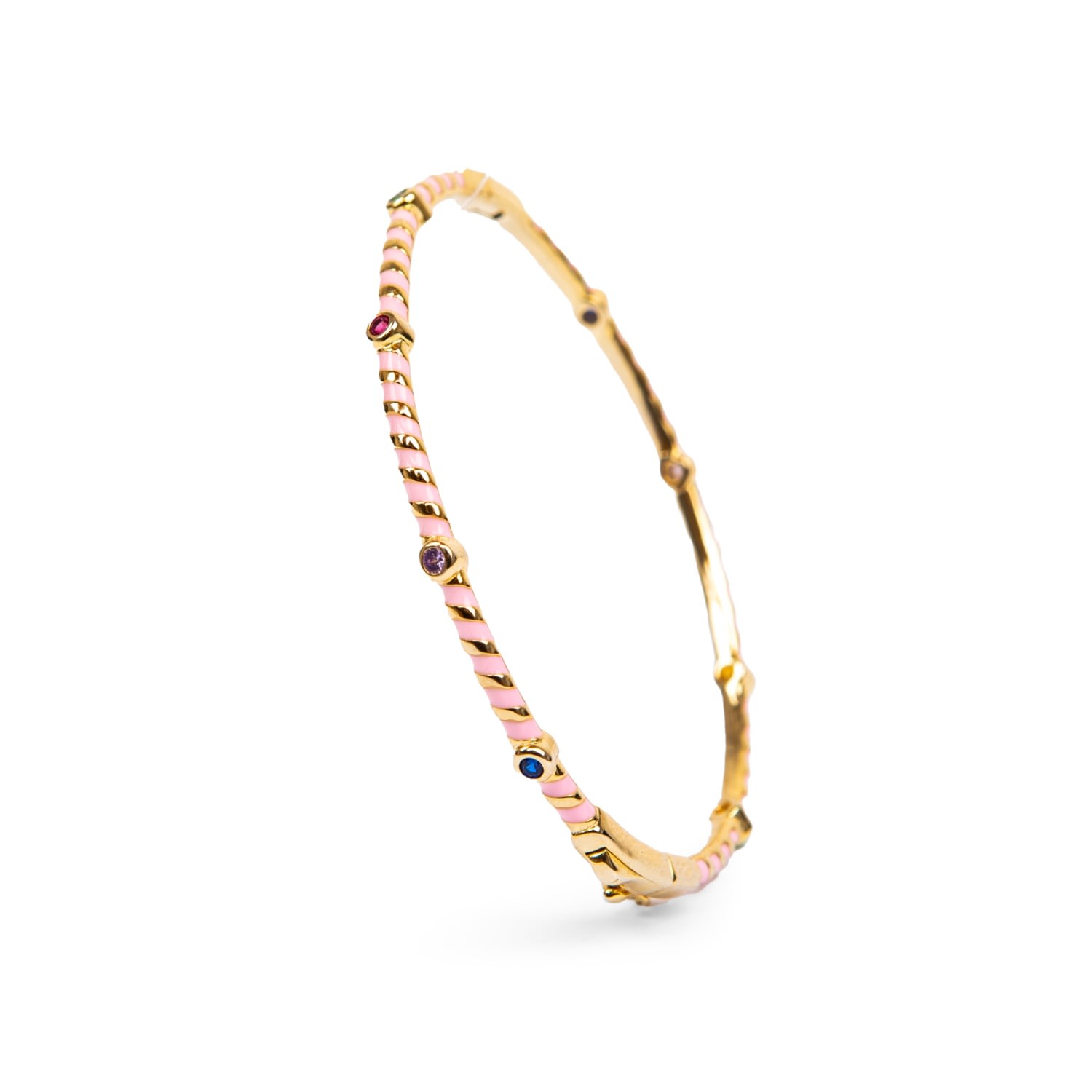 Women’s Pink Multicolor Enamel Bracelet - Gold Ep Designs