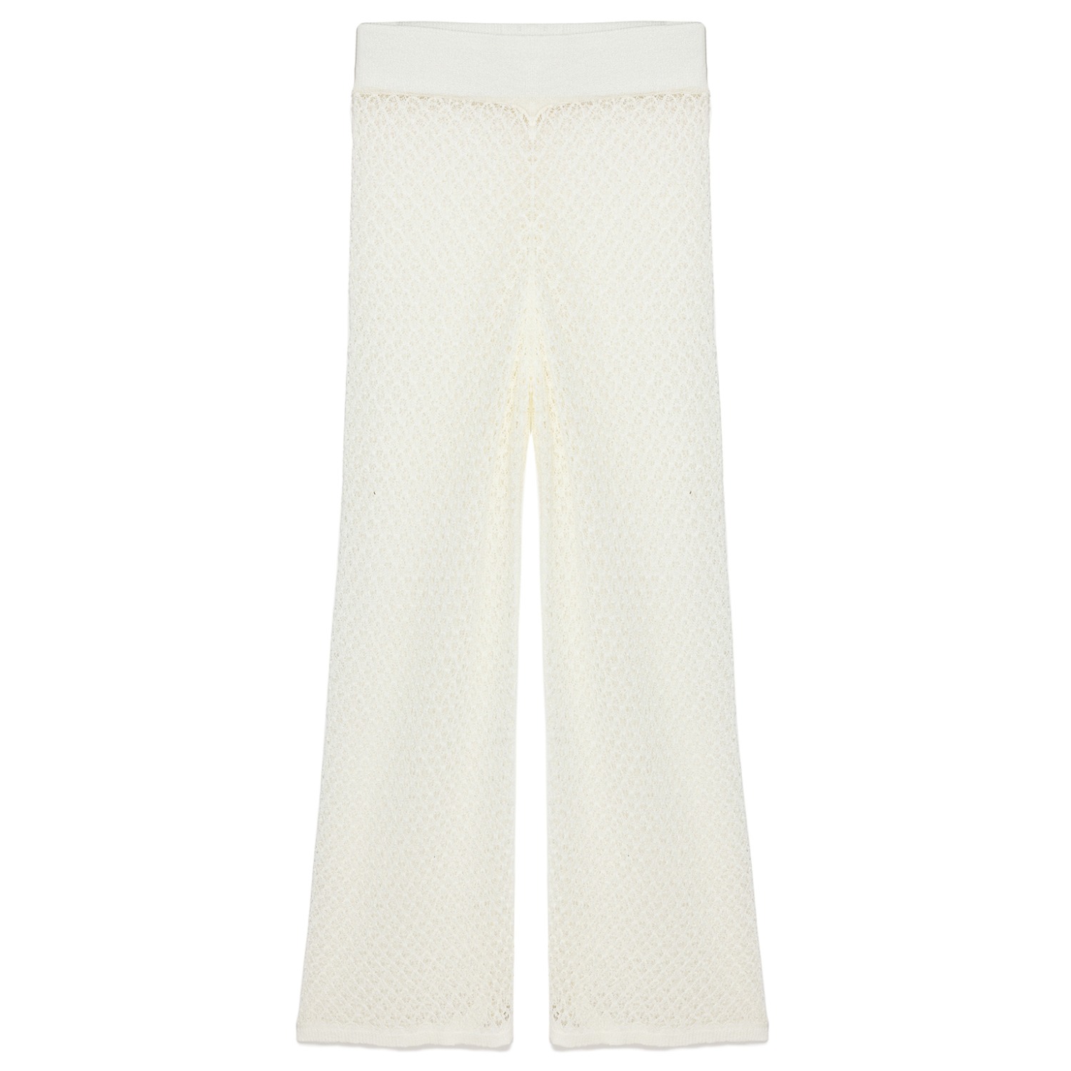 Peraluna Women's White Aurelia Openwork Knit Trousers In Ecru