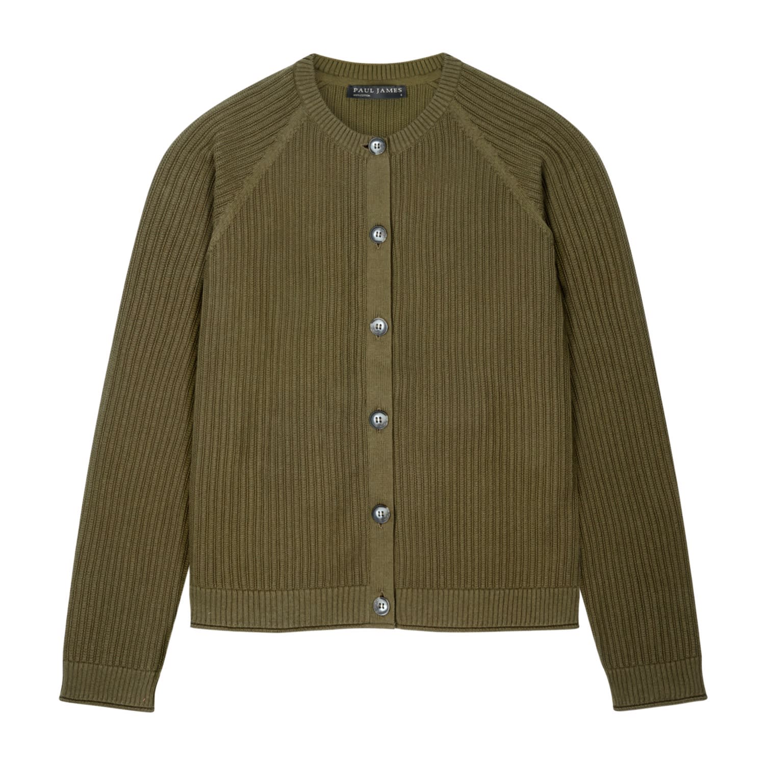 Paul James Knitwear Green Womens Lightweight Cotton Taryn Textured Cardigan