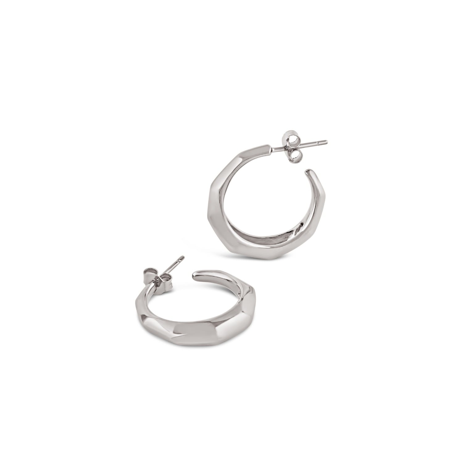 Dinny Hall Sterling Silver Thalassa Tapering Faceted Chunky Hoop Earrings In Metallic