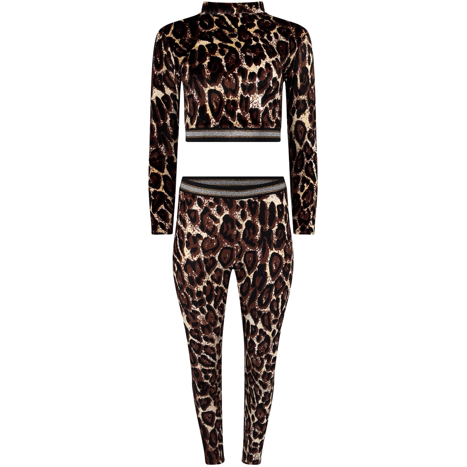 Women's Black / Brown Kali Cheetah Print Velour Two-Piece Set | Large | Maui X Lolita
