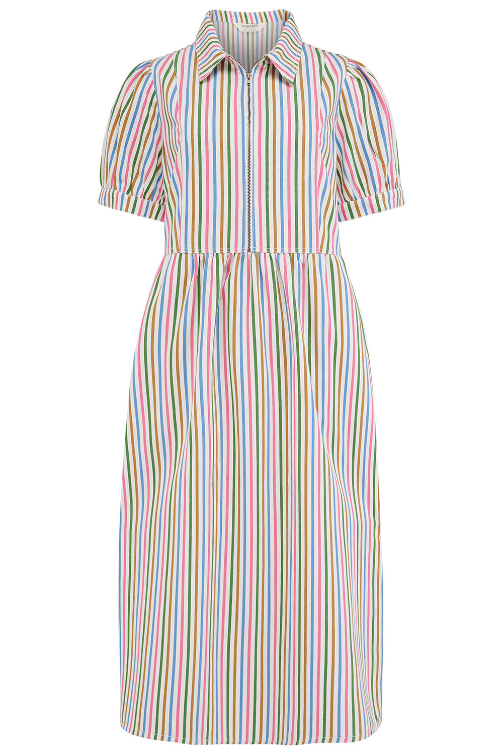 Women's Gillian Midi Smock Dress Multi, Colourful Canvas Stripe | Small | Sugarhill Brighton