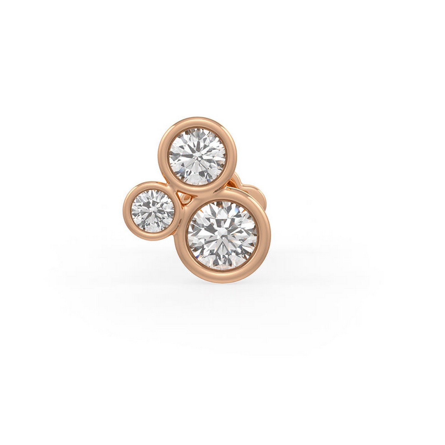 Cervin Blanc Women's Yellow Rose Gold Diamond Nose Pin Bubble Stud With Screwback Nostril Piercing In Yellow