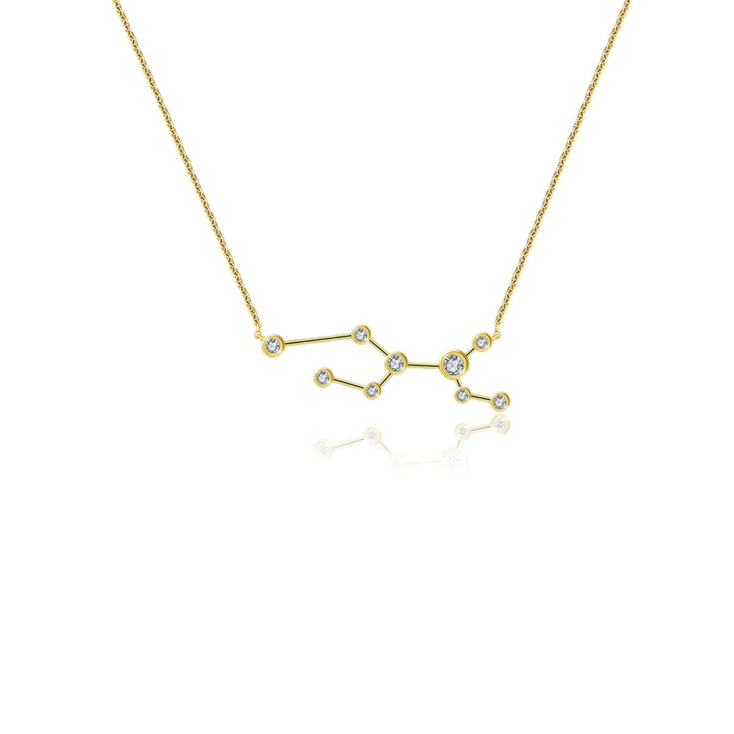 Women’s Virgo Zodiac Constellation Necklace 18K Yellow Gold & Diamond Genevieve Collection