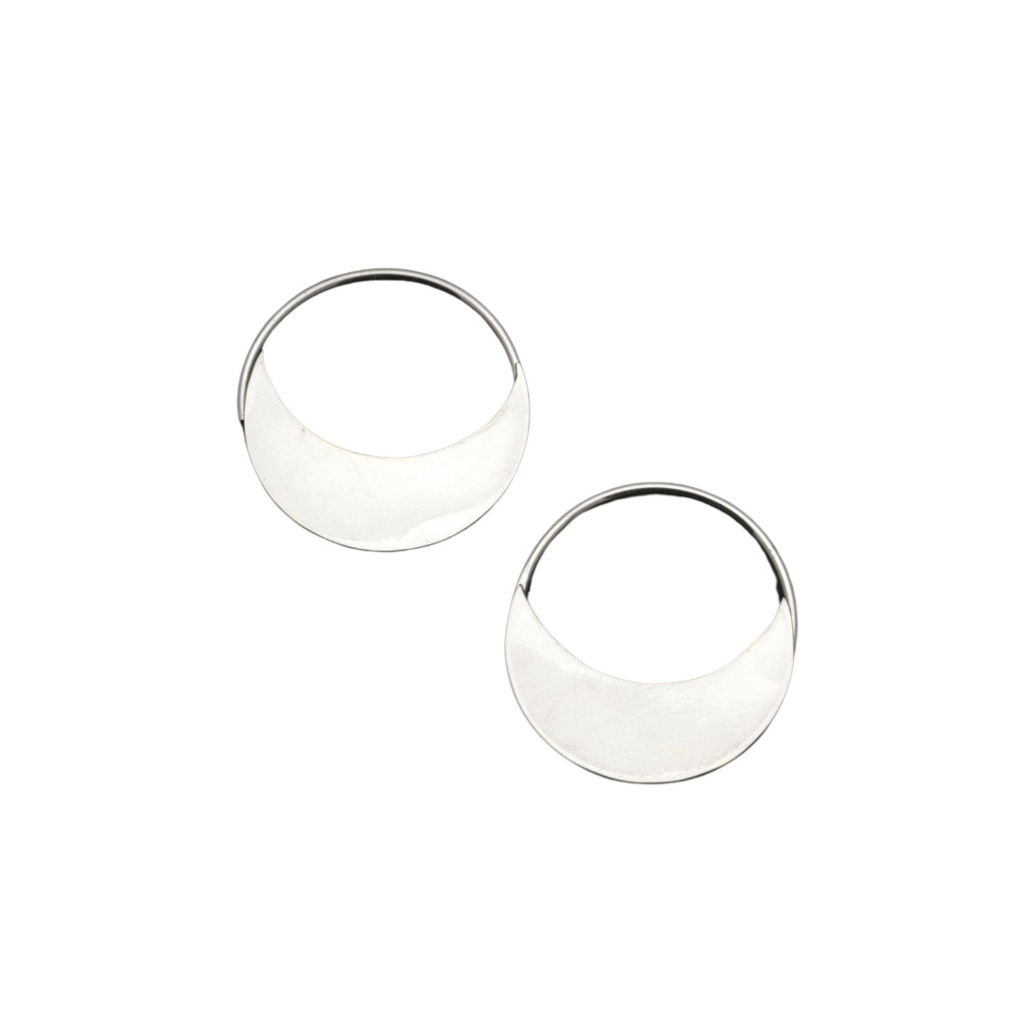Zula Jewelry + Design Women's Silver Crescent Moon Hoop Earrings Medium