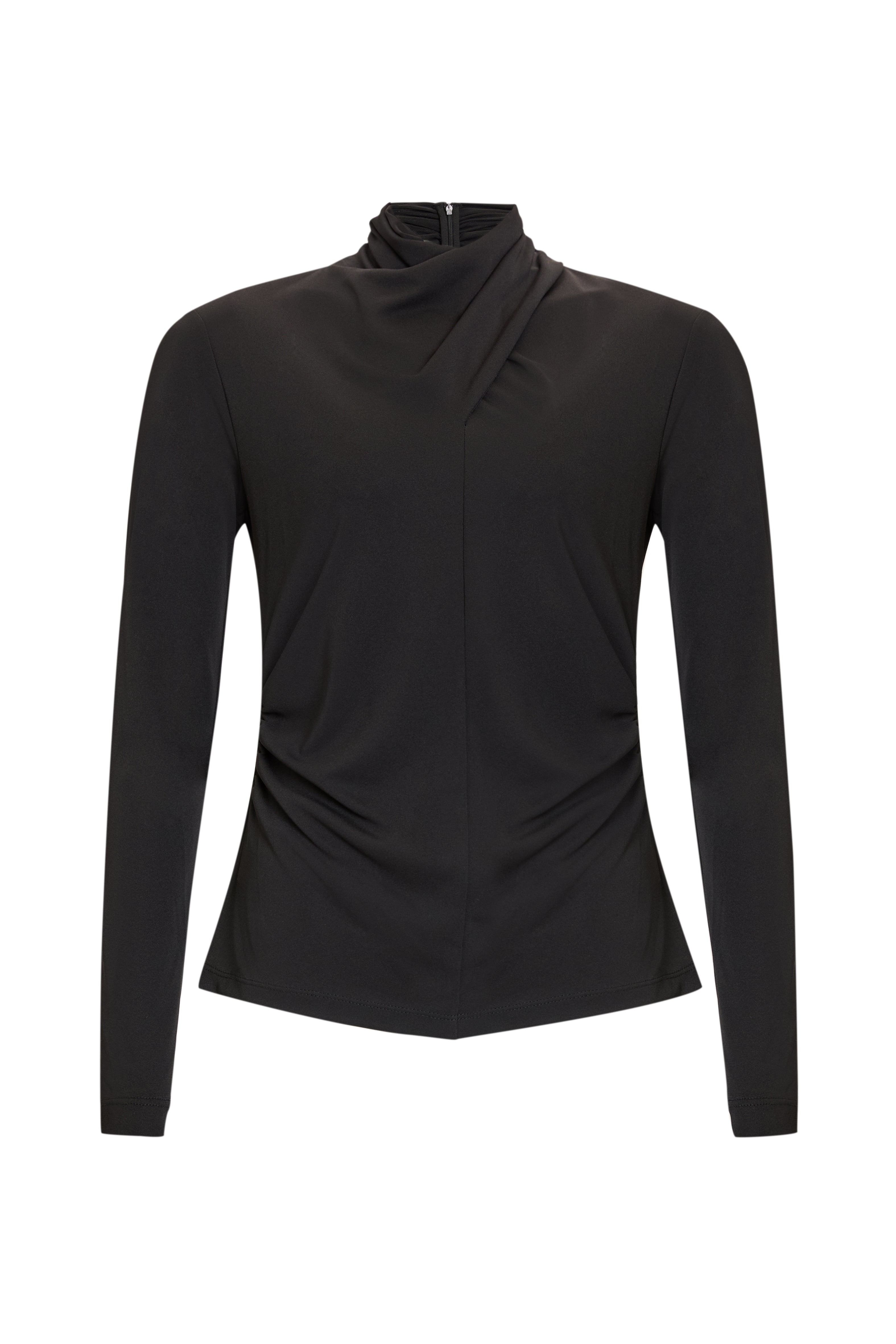 Women's Paola Regular Drape Neck Blouse - Black | Small | Exquise