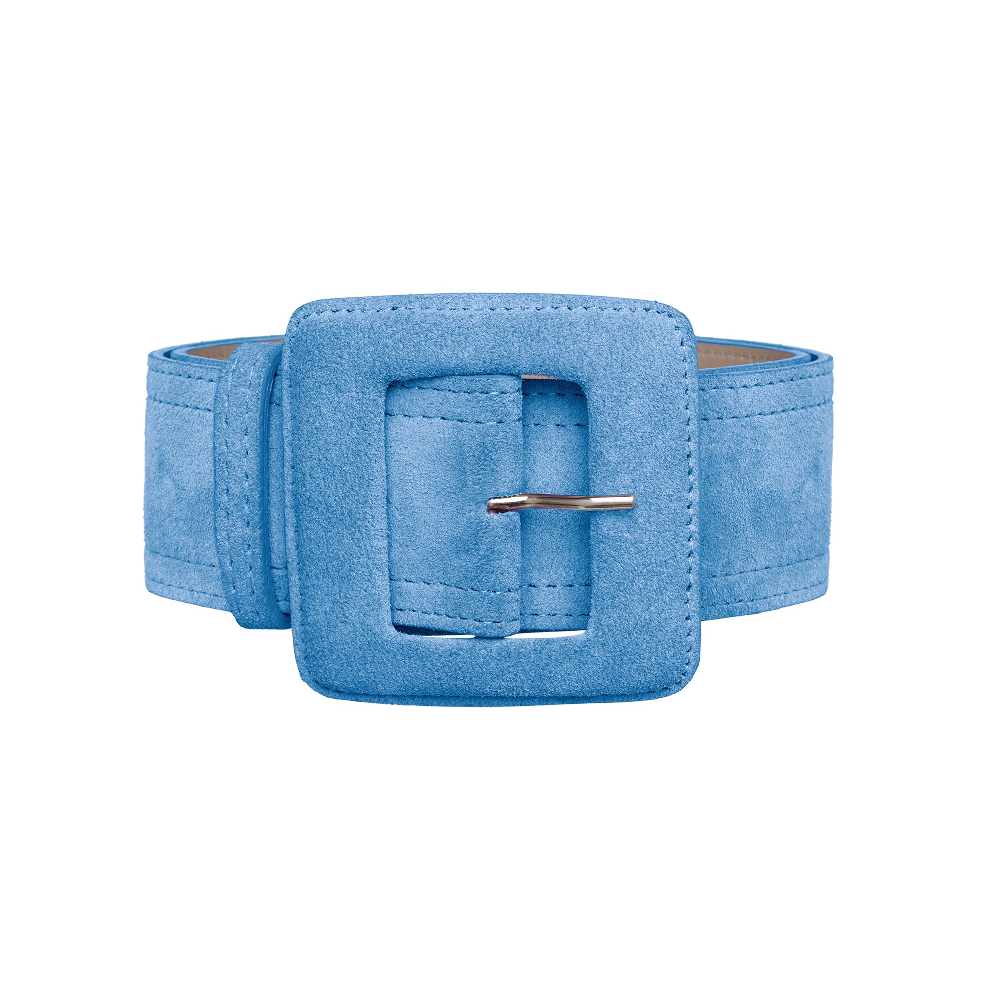 Beltbe Women's Suede Square Buckle Belt - Sky Blue In Blue