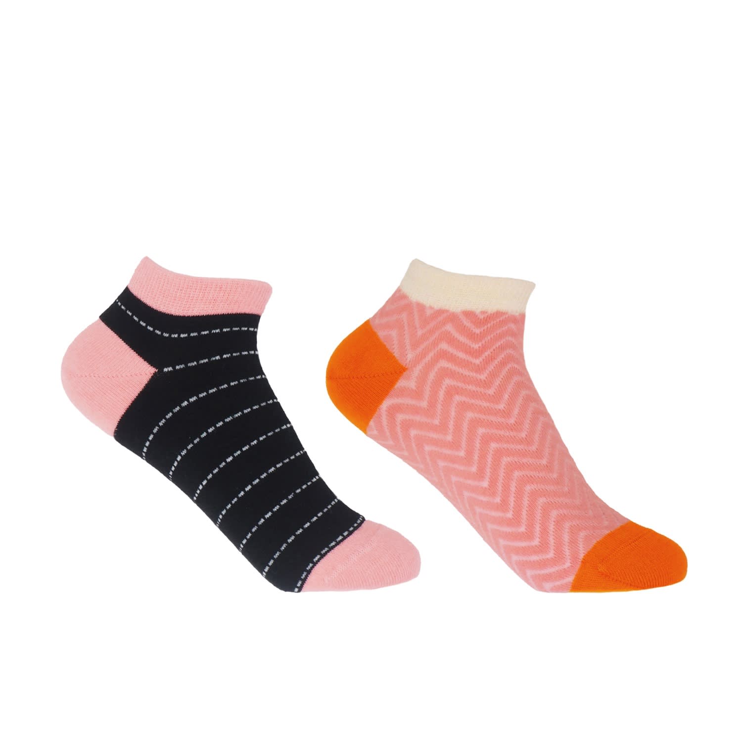 Zigzag Pink & Dash Black Women's Trainer Socks Bundle | One Size | Peper Harow - Made in England