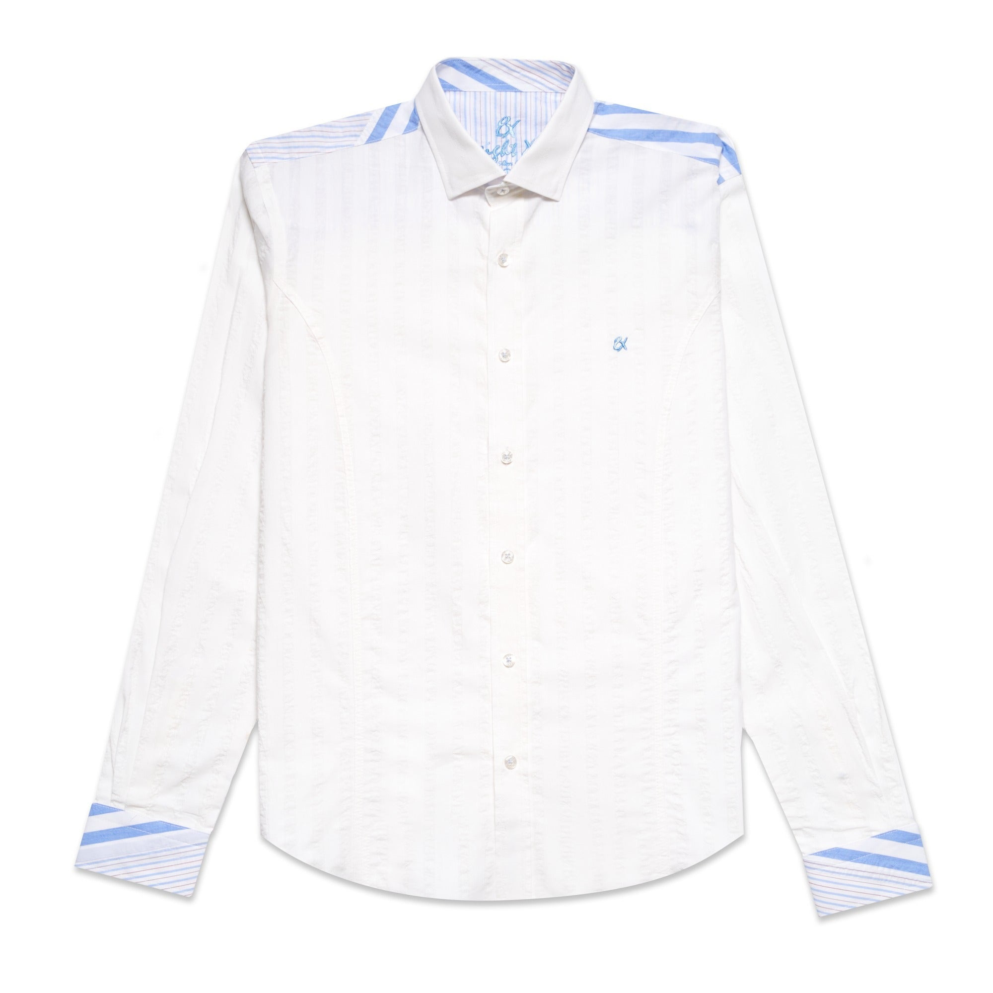 Eight X Men's Blue / White Skyline Stripes Button Up Shirt In Blue/white
