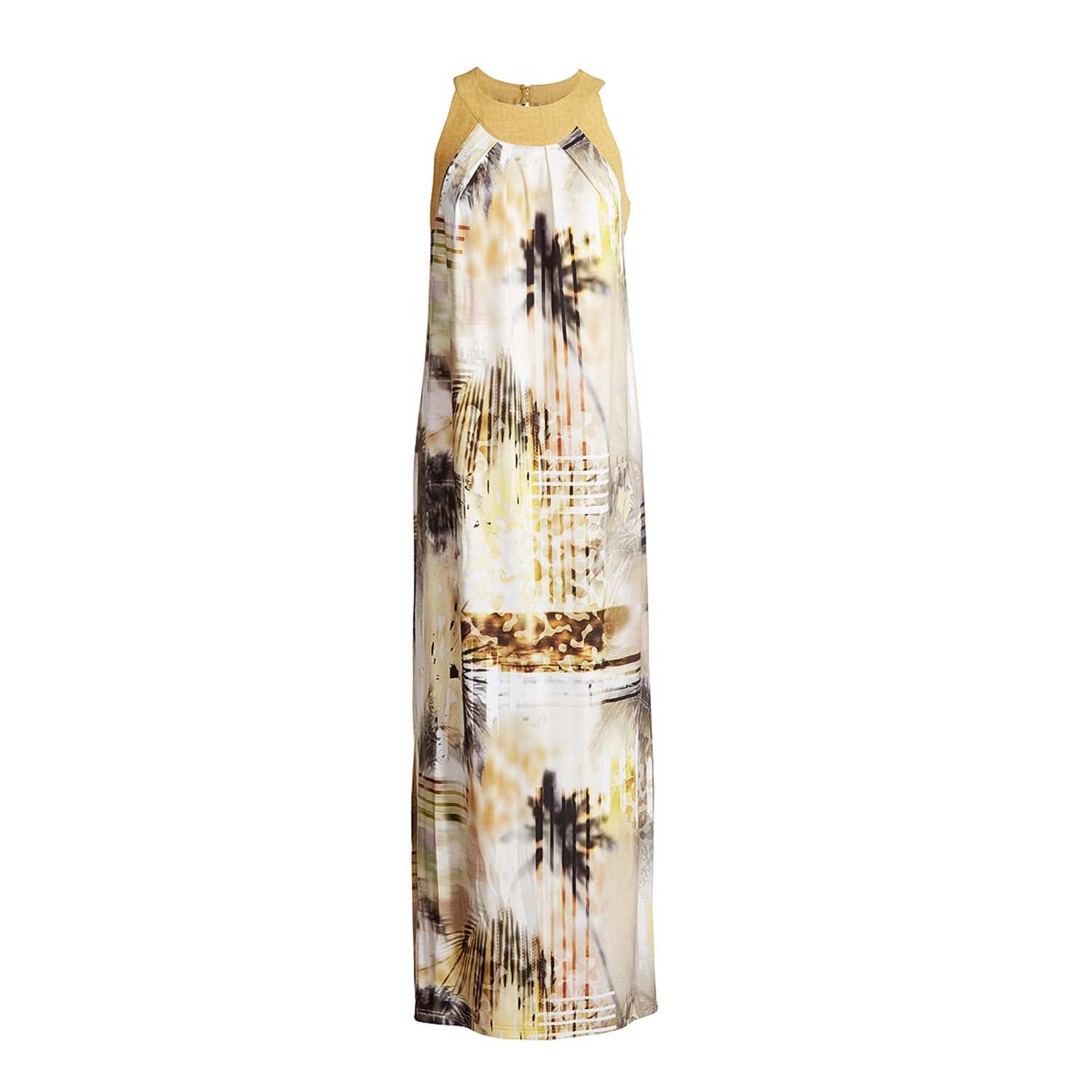 Conquista Women's Maxi Dress With Slits In Yellow