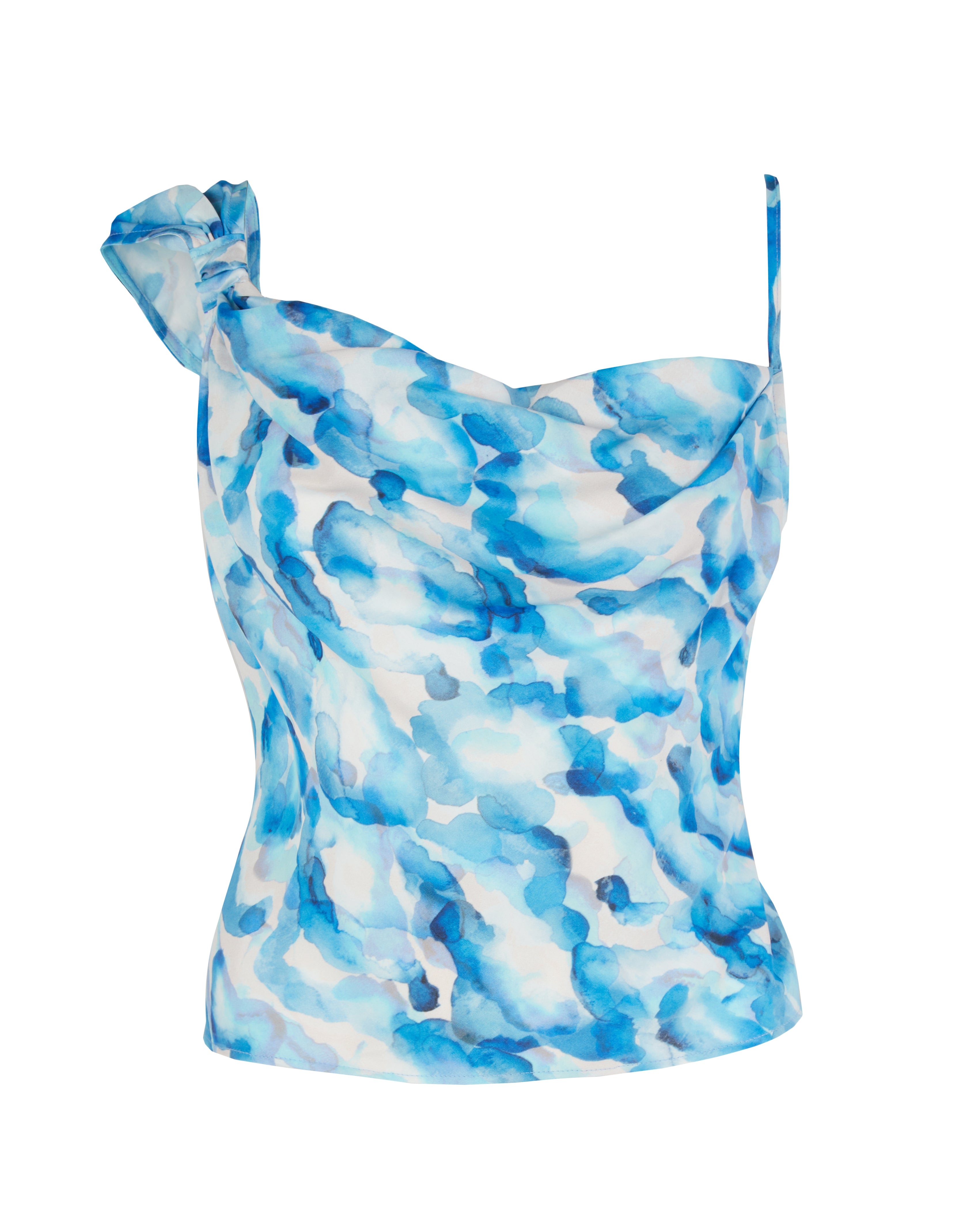 Women’s The Mila Asymmetric Cami Top In Blue Watercolour Cloud Medium Lavaand