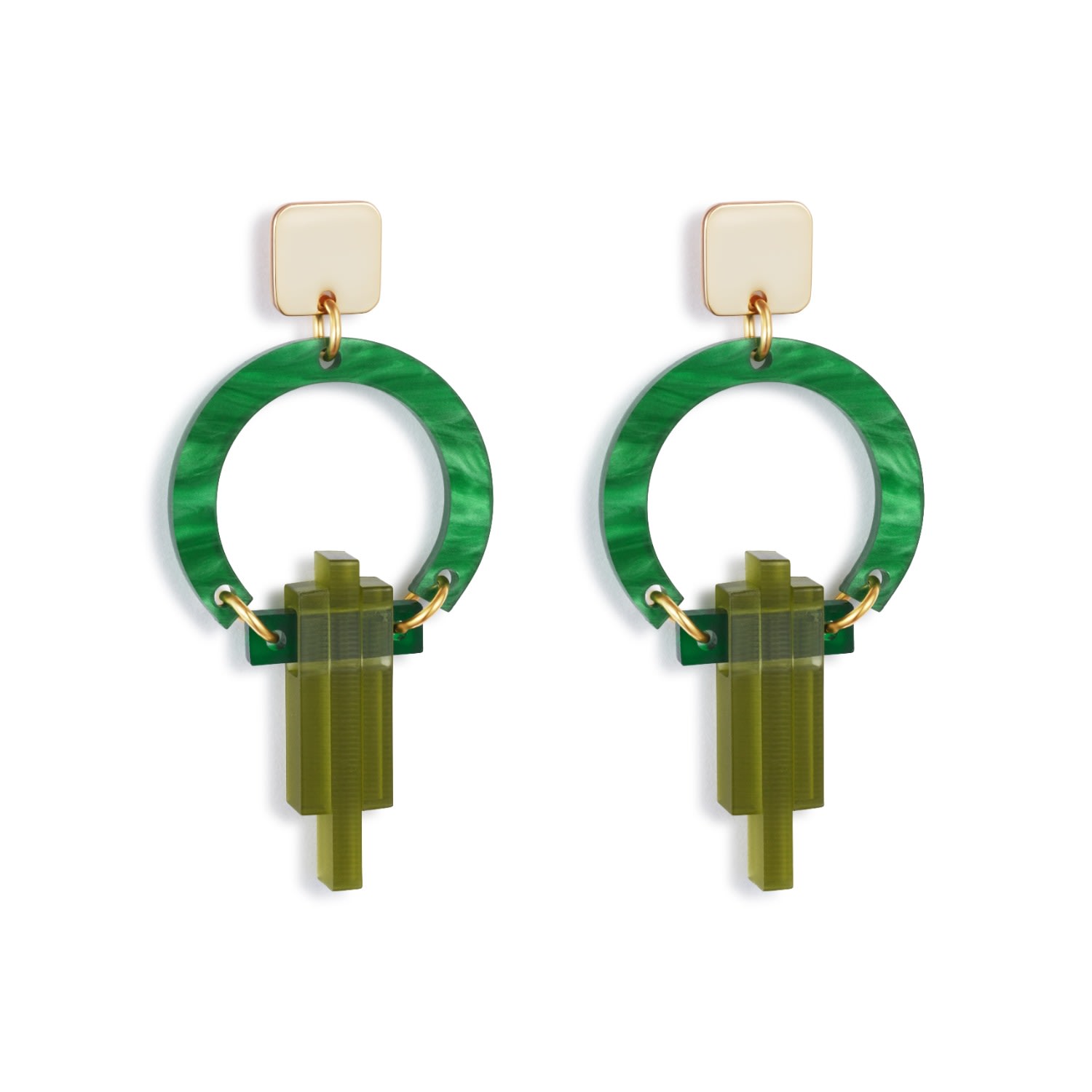 Toolally Women's Petite Art Deco Chandeliers - Green In Green