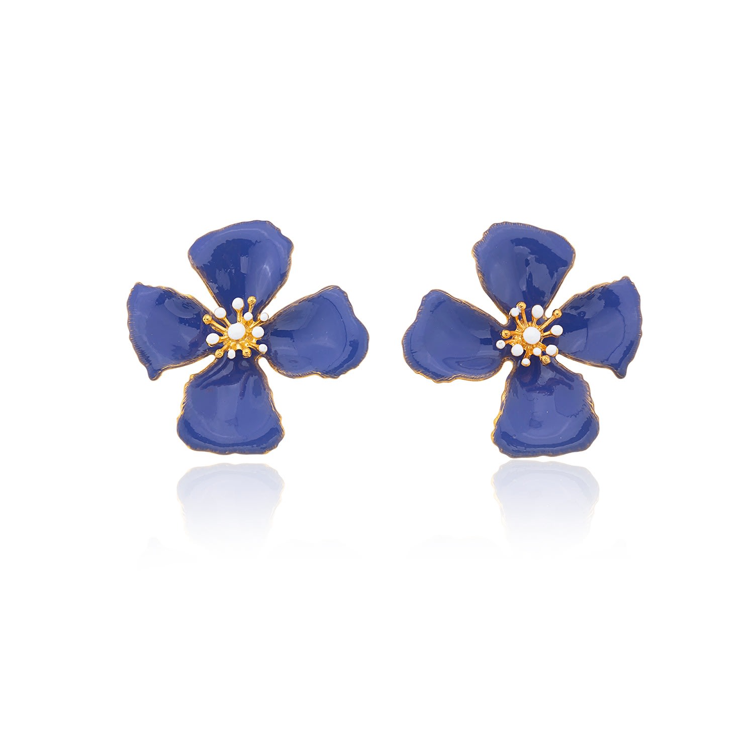 Milou Jewelry Women's Yellow Very Peri Hibiscus Flower Earrings In Yellow
