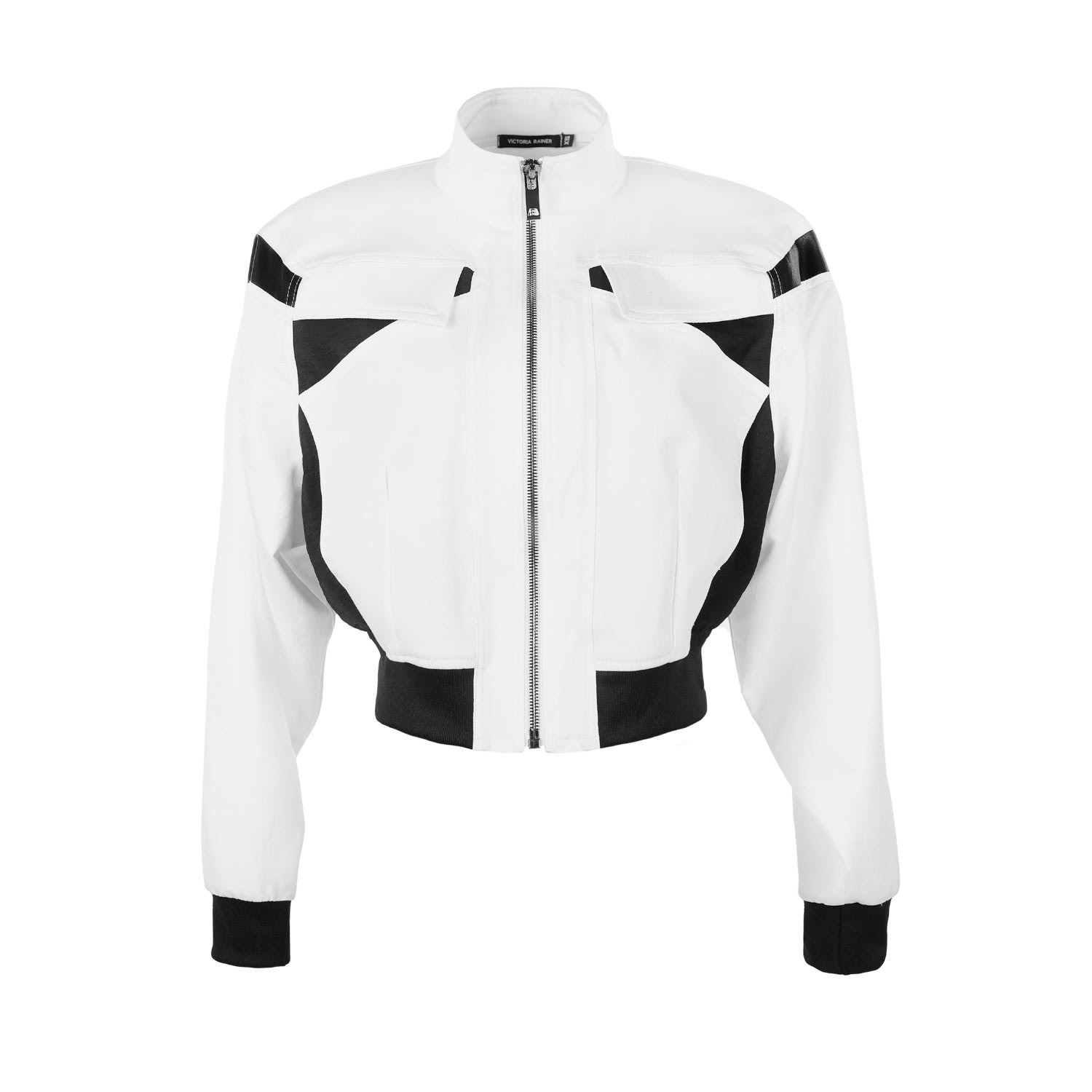 Victoria Rainer Women's White Cotton Bomber Jacket - White In White