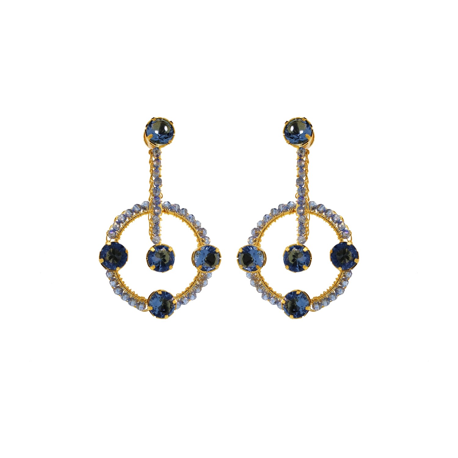 Women’s Gold / Blue Sapphire & Gold Prisma Drop Handmade Earrings Lavish by Tricia Milaneze