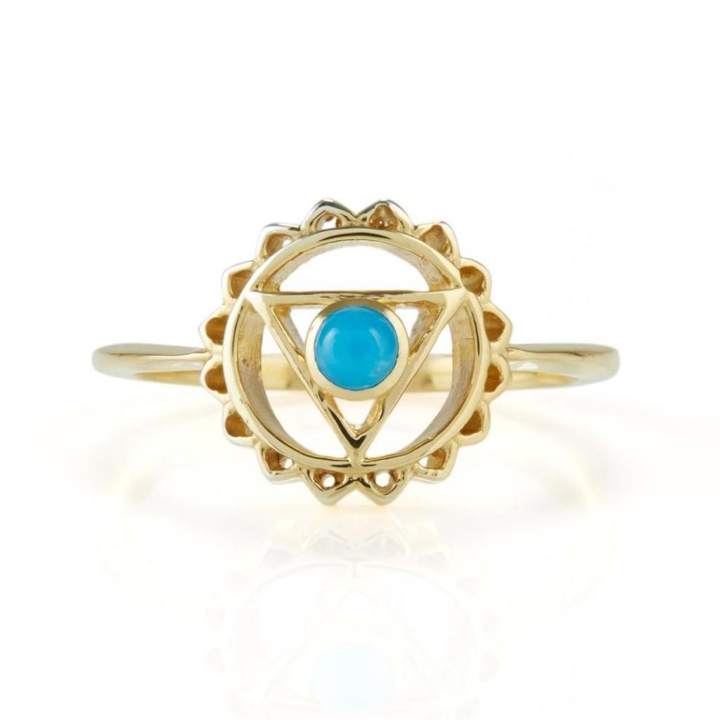 Women’s Throat Chakra Gold Vermeil Ring - Turquoise Charlotte’s Web Jewellery