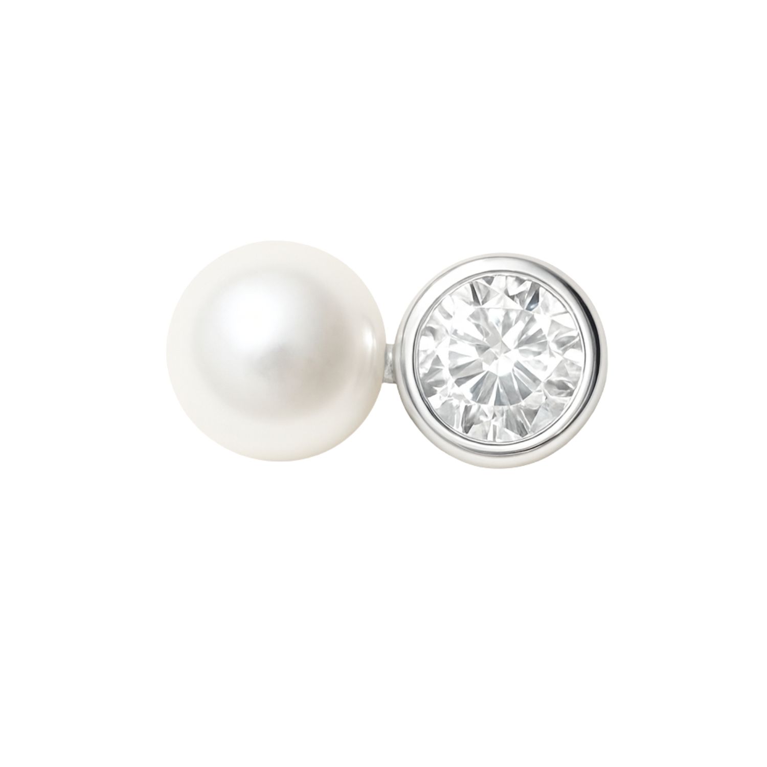 Lily Flo Jewellery Women's White Entre Nous Pear & Diamond Silver Stud In White