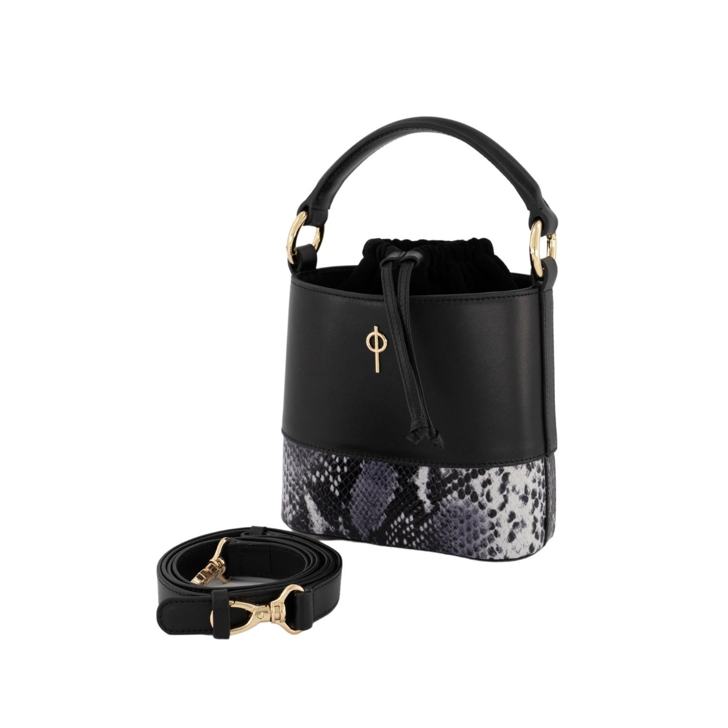 Otrera Women's Noa Snake Bucket Bag - Black In Black