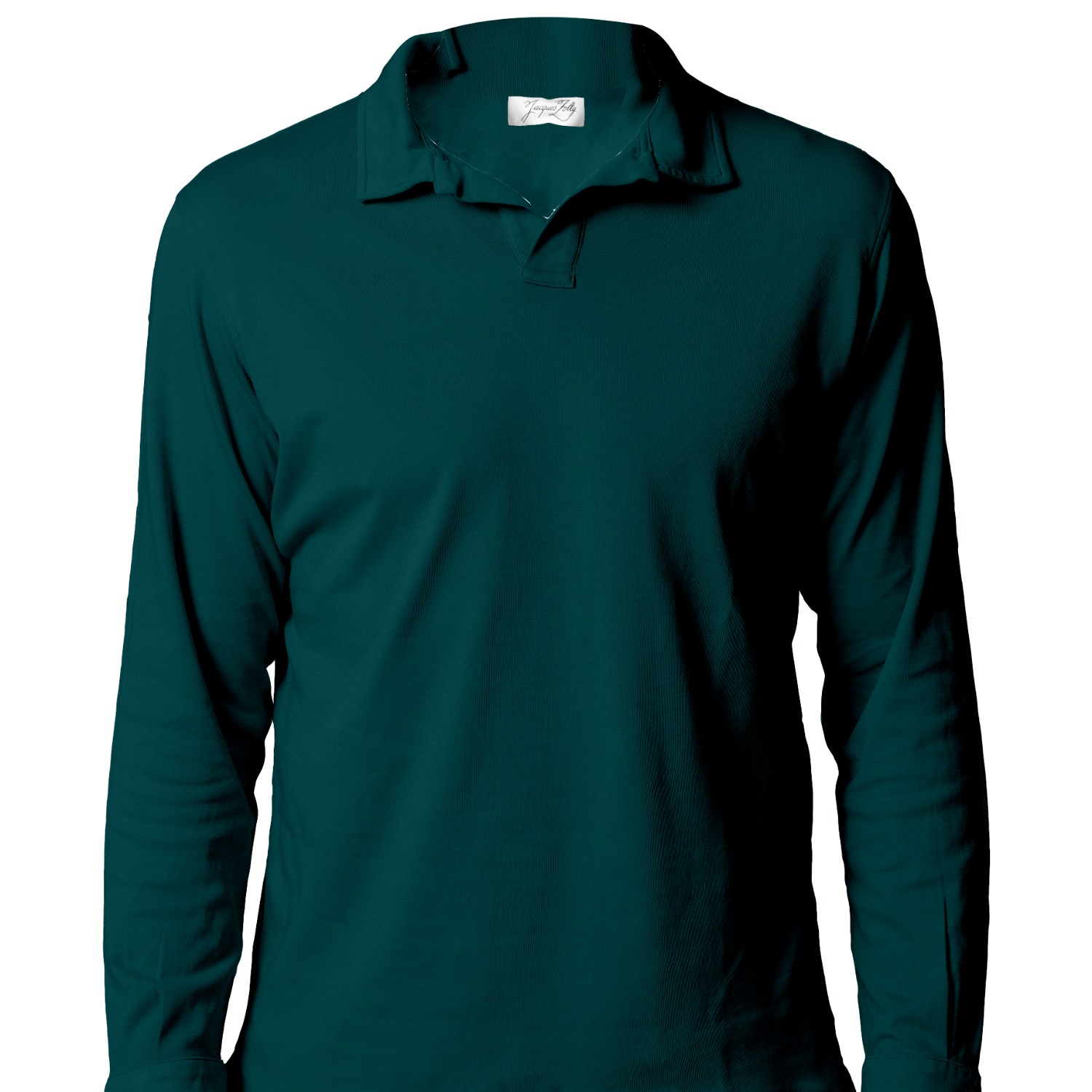 Jacques Zolty Paul Mens Cotton Polo Long Sleeve Forest Green