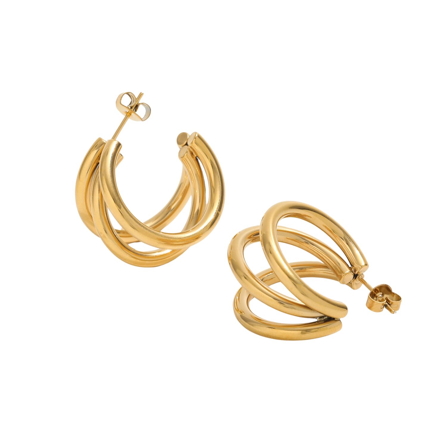 Bermuda Watch Company Women's Annie Apple Daphne Triple Hoop Gold Earrings