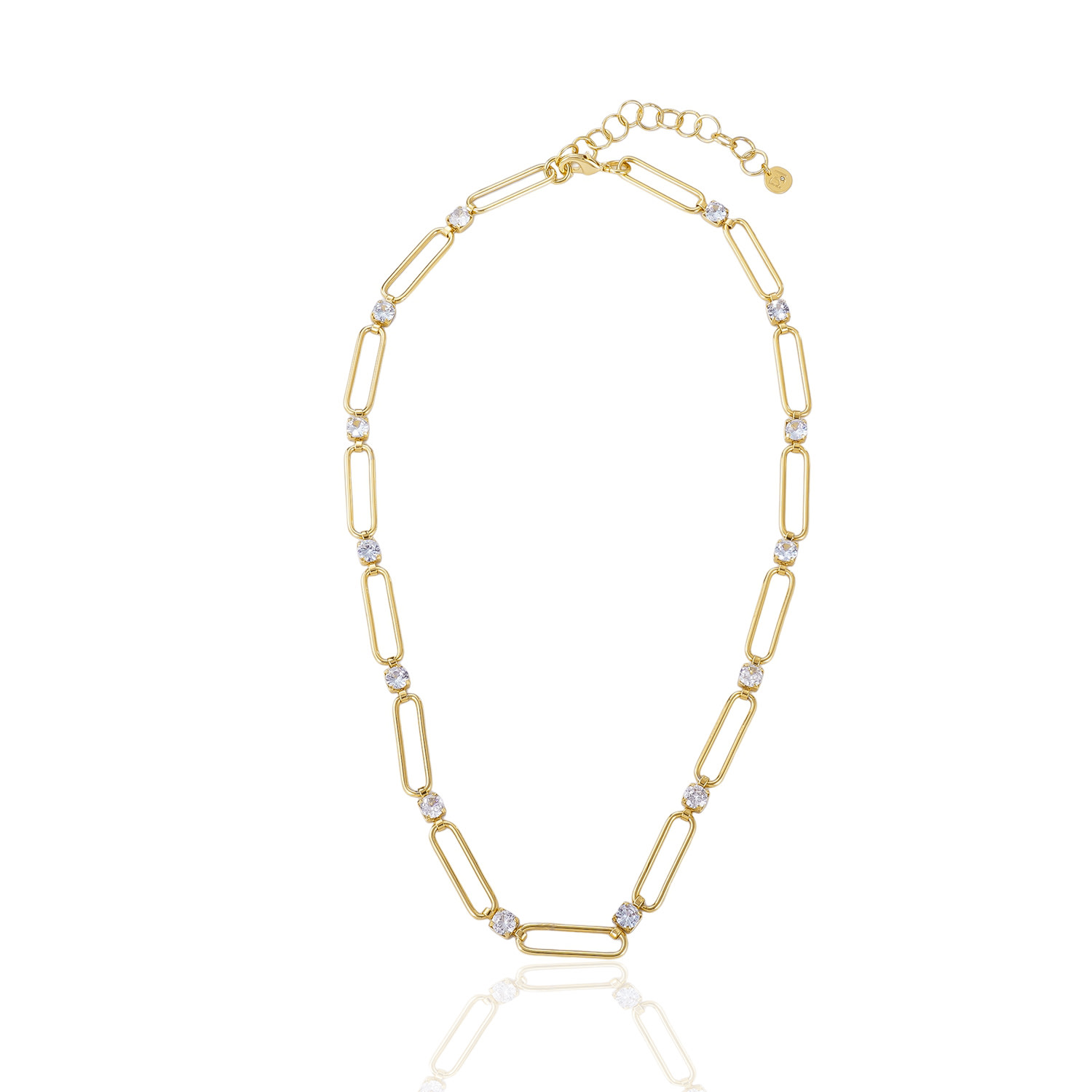 Rare Matters Jewelry Women's White Clear Crystal Link Necklace