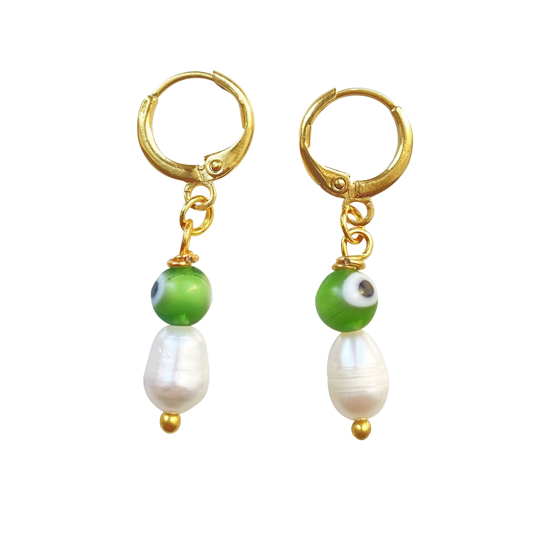 Women’s Gold / Green Hoop Earrings Evil Eye Elena Smilla Brav