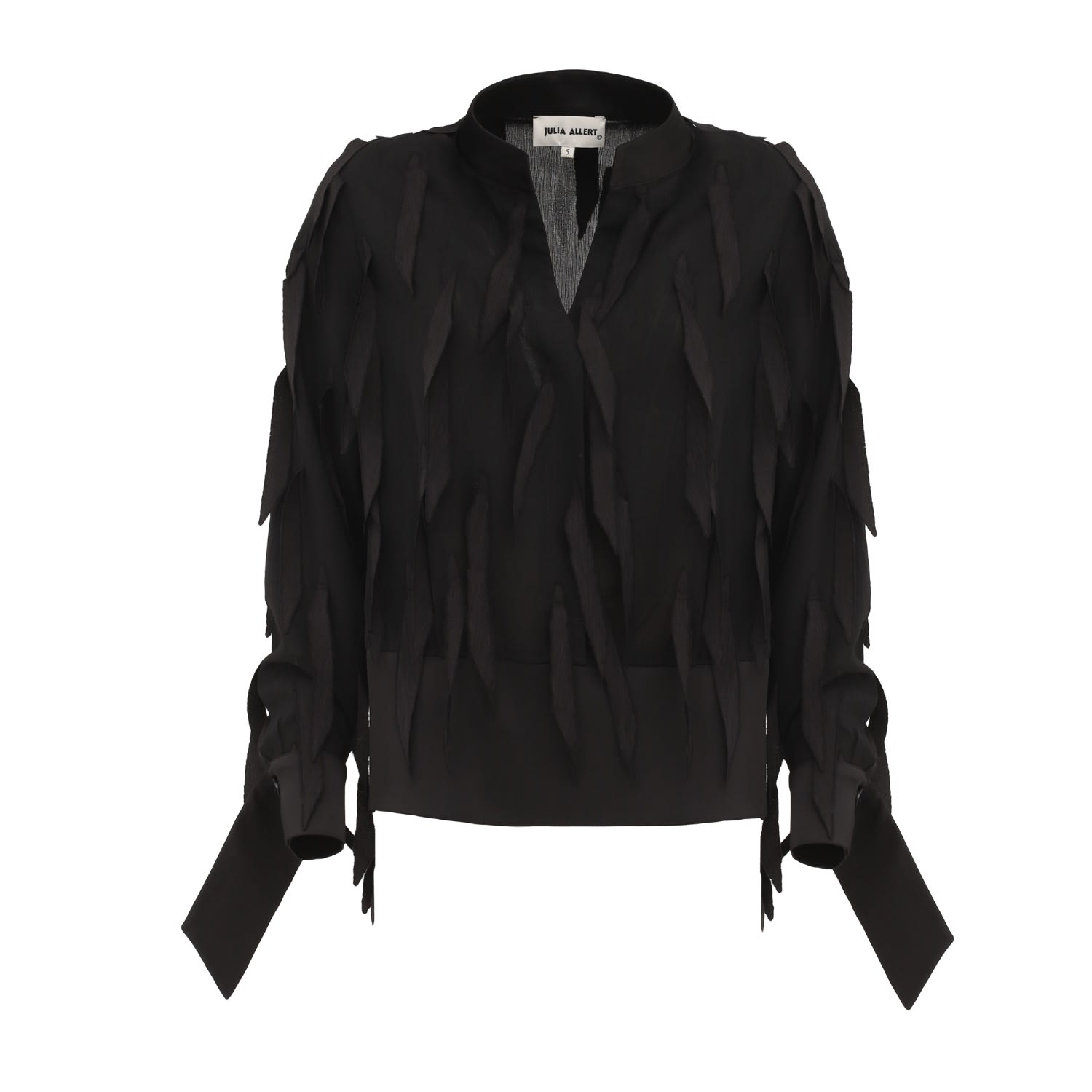 Julia Allert Women's Semi-sheer Evening Blouse - Textured Crepe Black In Black
