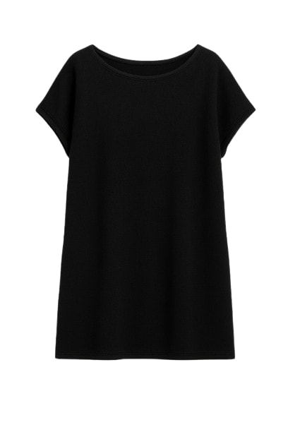 Conquista Women's Black Loose Fit Sleeveless Mini Dress With Button Detail In Black