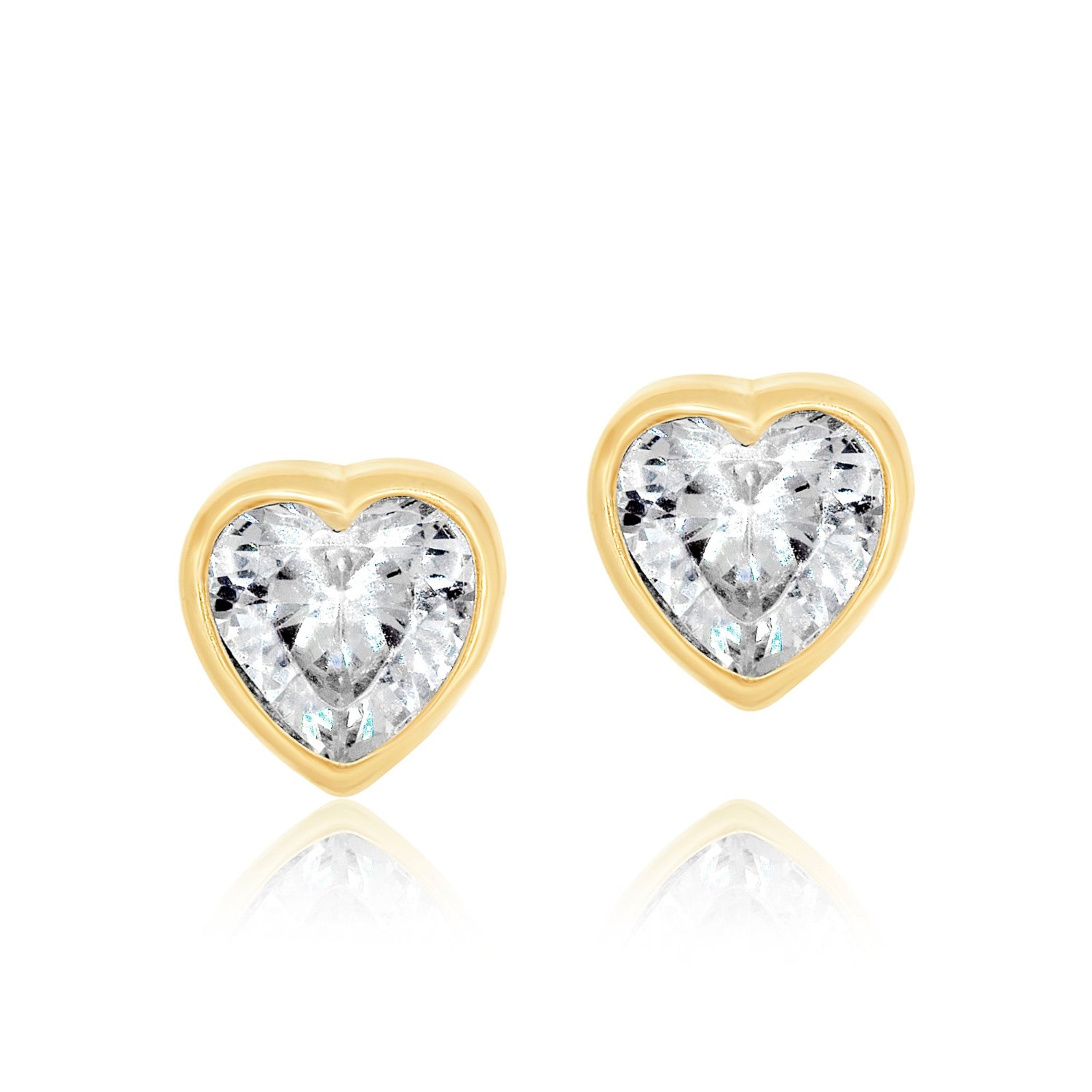 Shymi Women's Fancy Shape Bezel Set Studs - Heart Gold